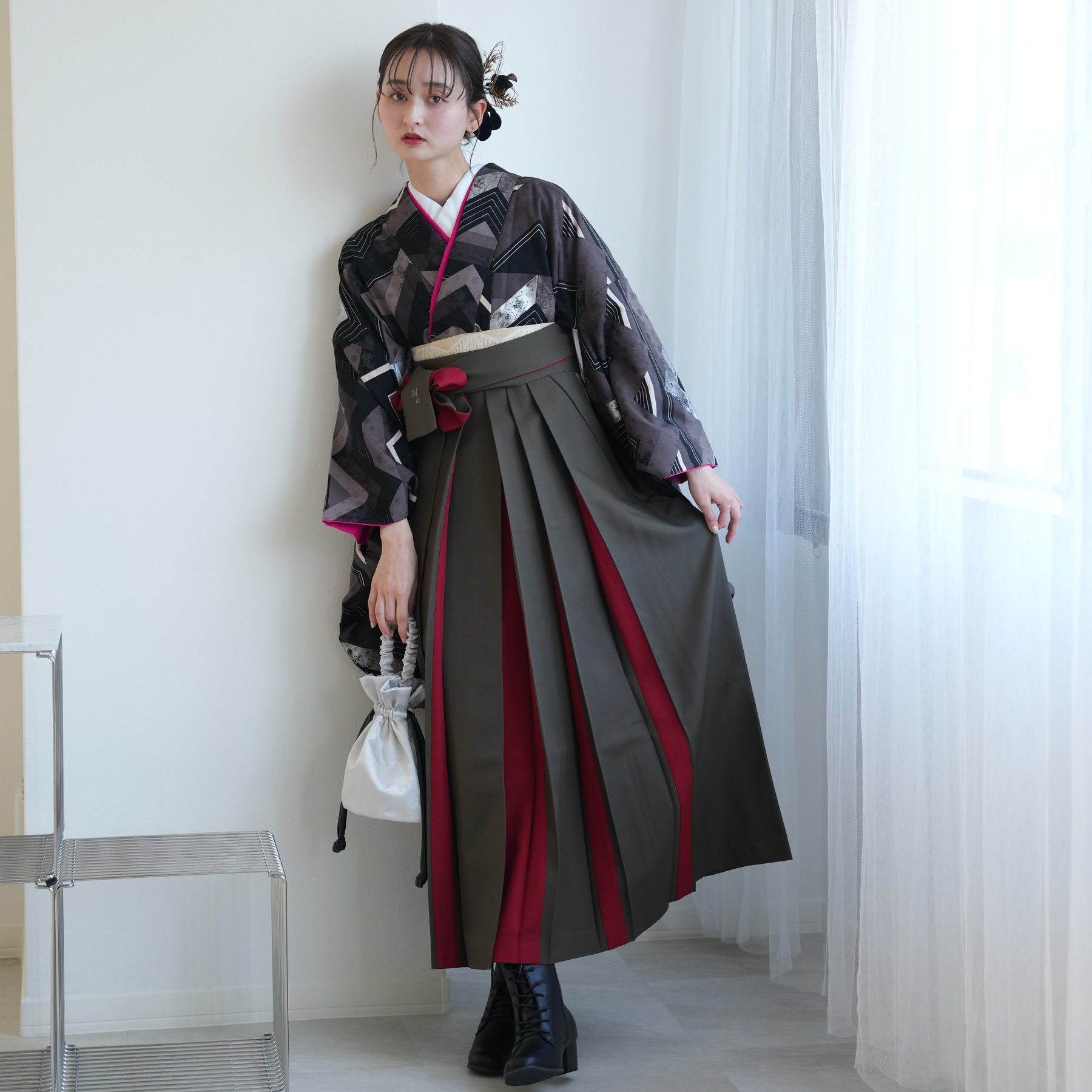 袴 レンタル 卒業式 2尺袖着物 17点セット モダンアンテナ