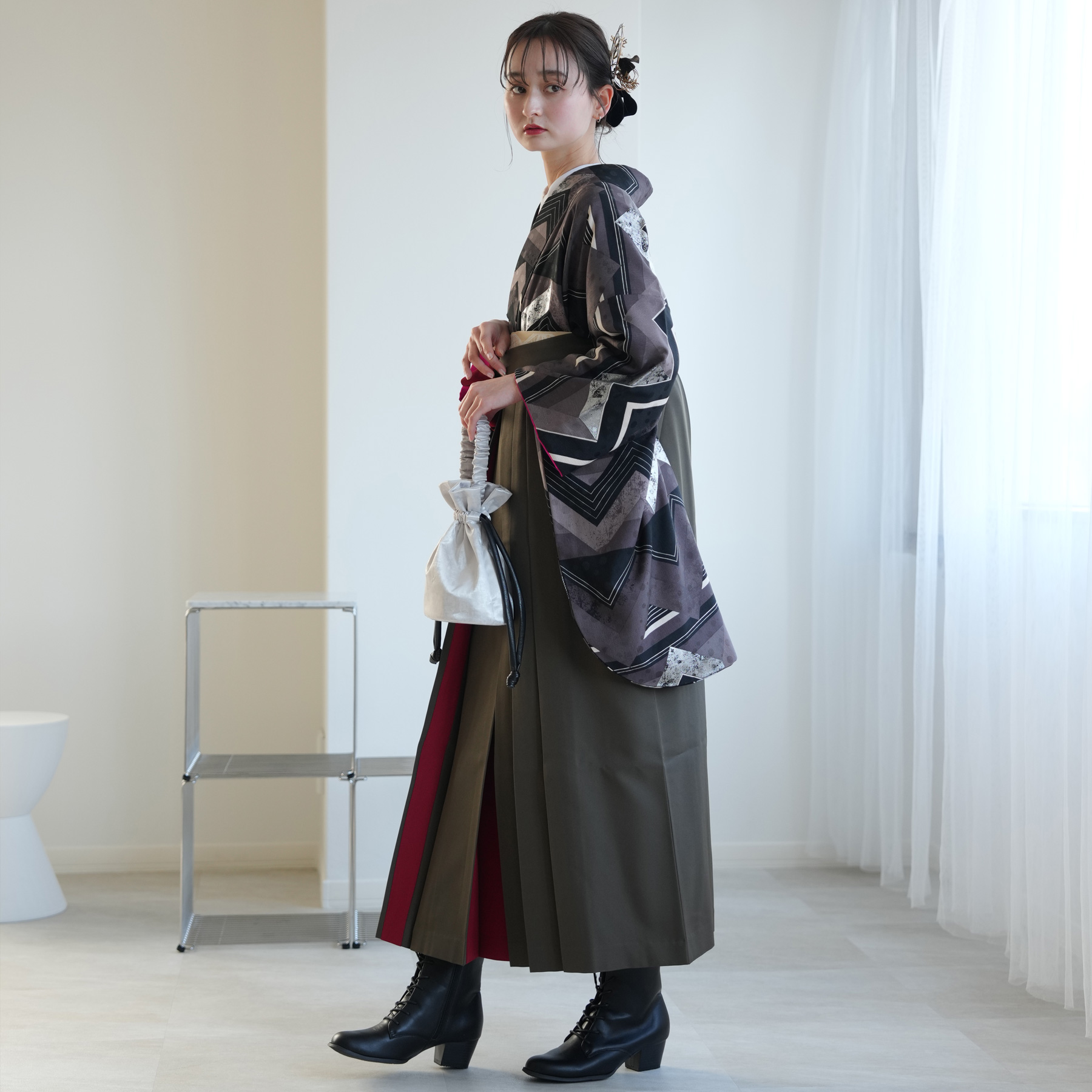 袴 レンタル 卒業式 2尺袖着物 17点セット モダンアンテナ