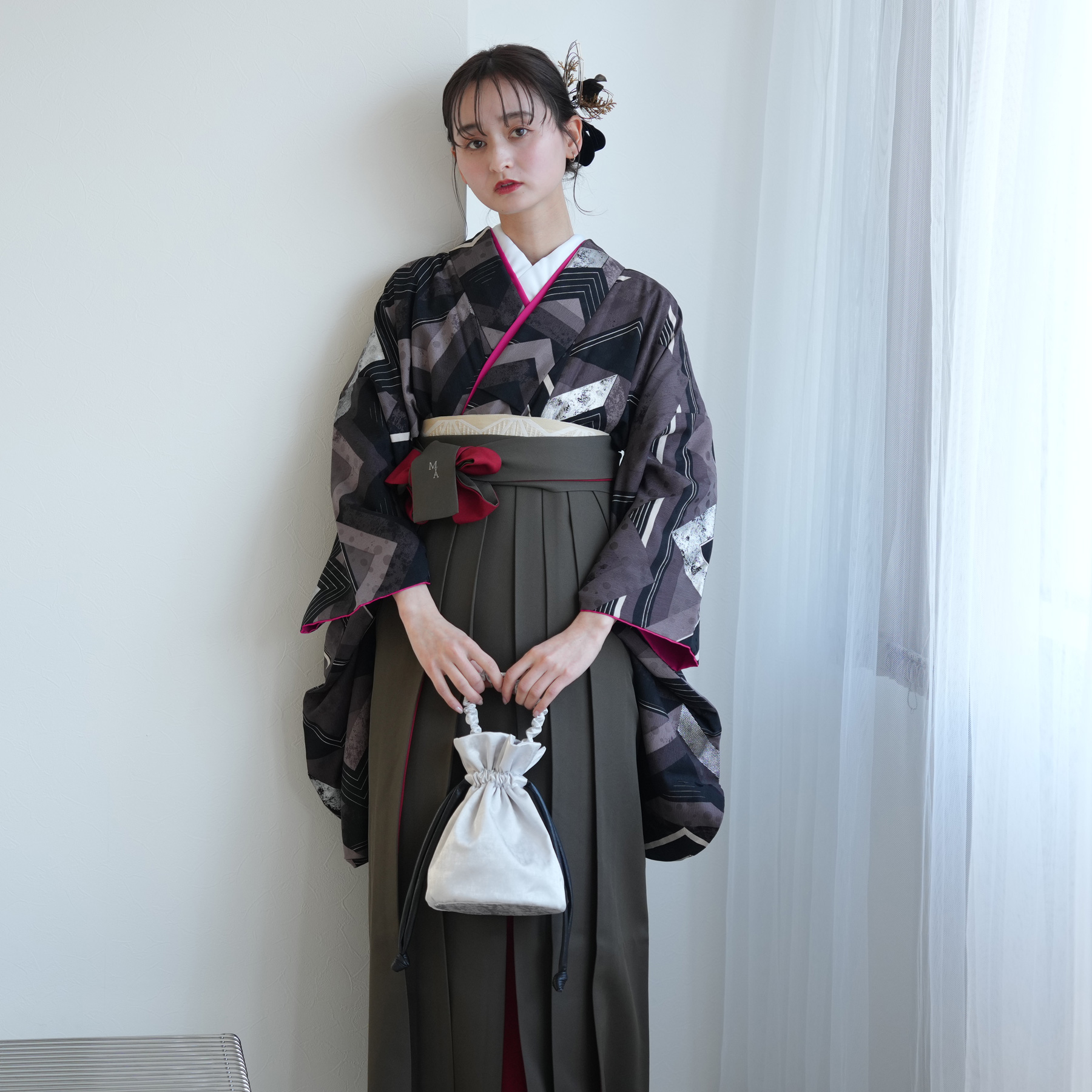 袴 レンタル 卒業式 2尺袖着物 17点セット モダンアンテナ