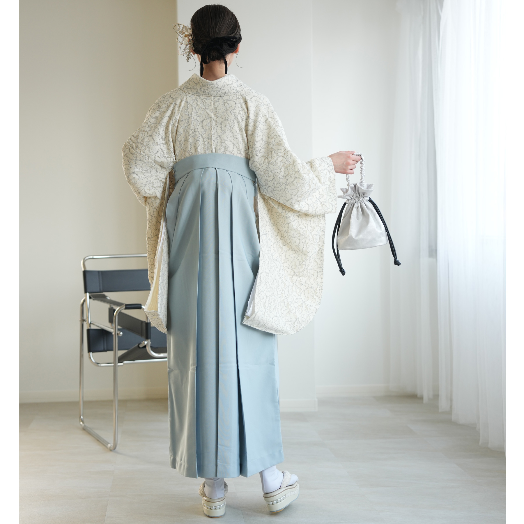 袴 レンタル 卒業式 2尺袖着物 17点セット レトロ 袴セット 花 