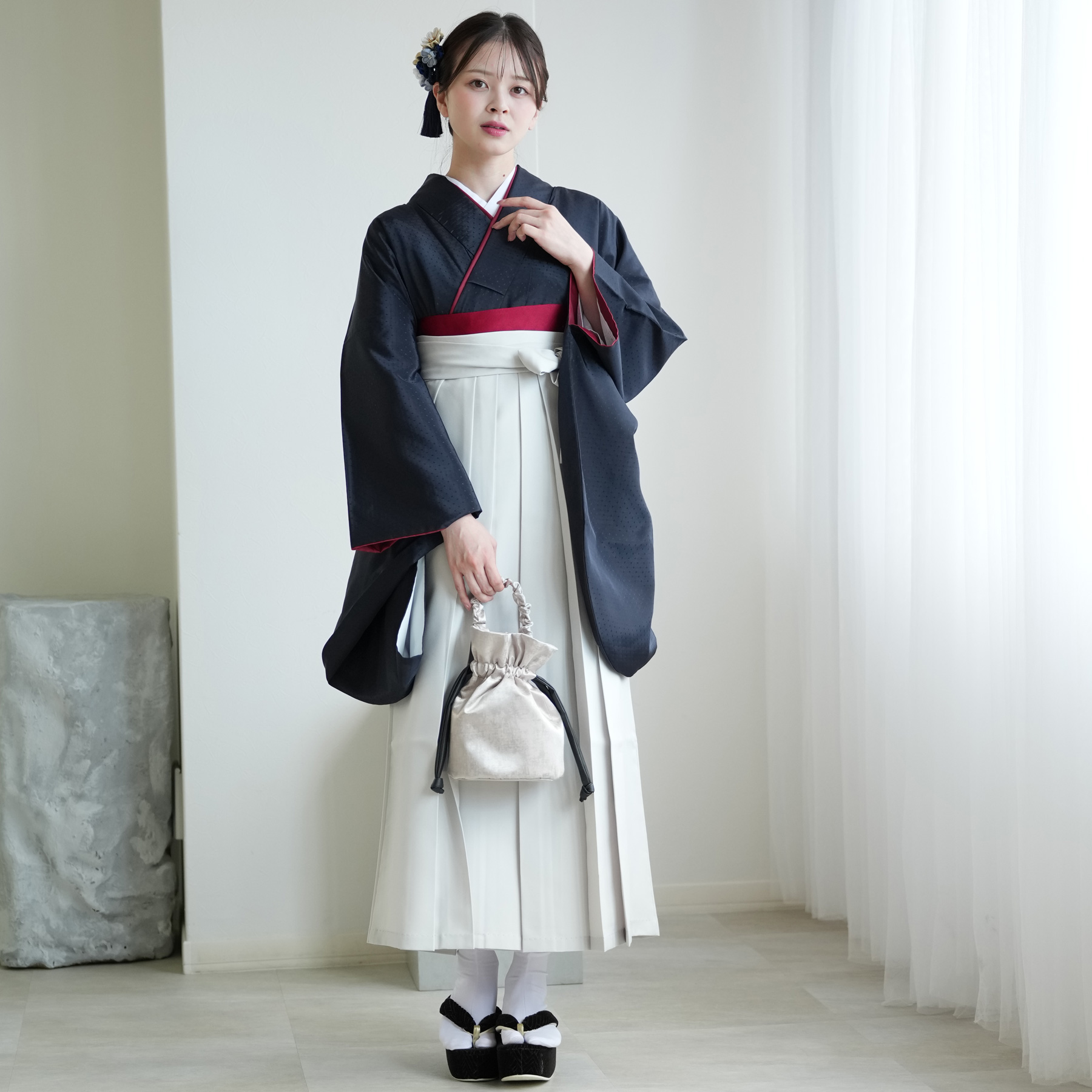 袴 レンタル 卒業式 二尺袖着物 袴 17点セ...の詳細画像3
