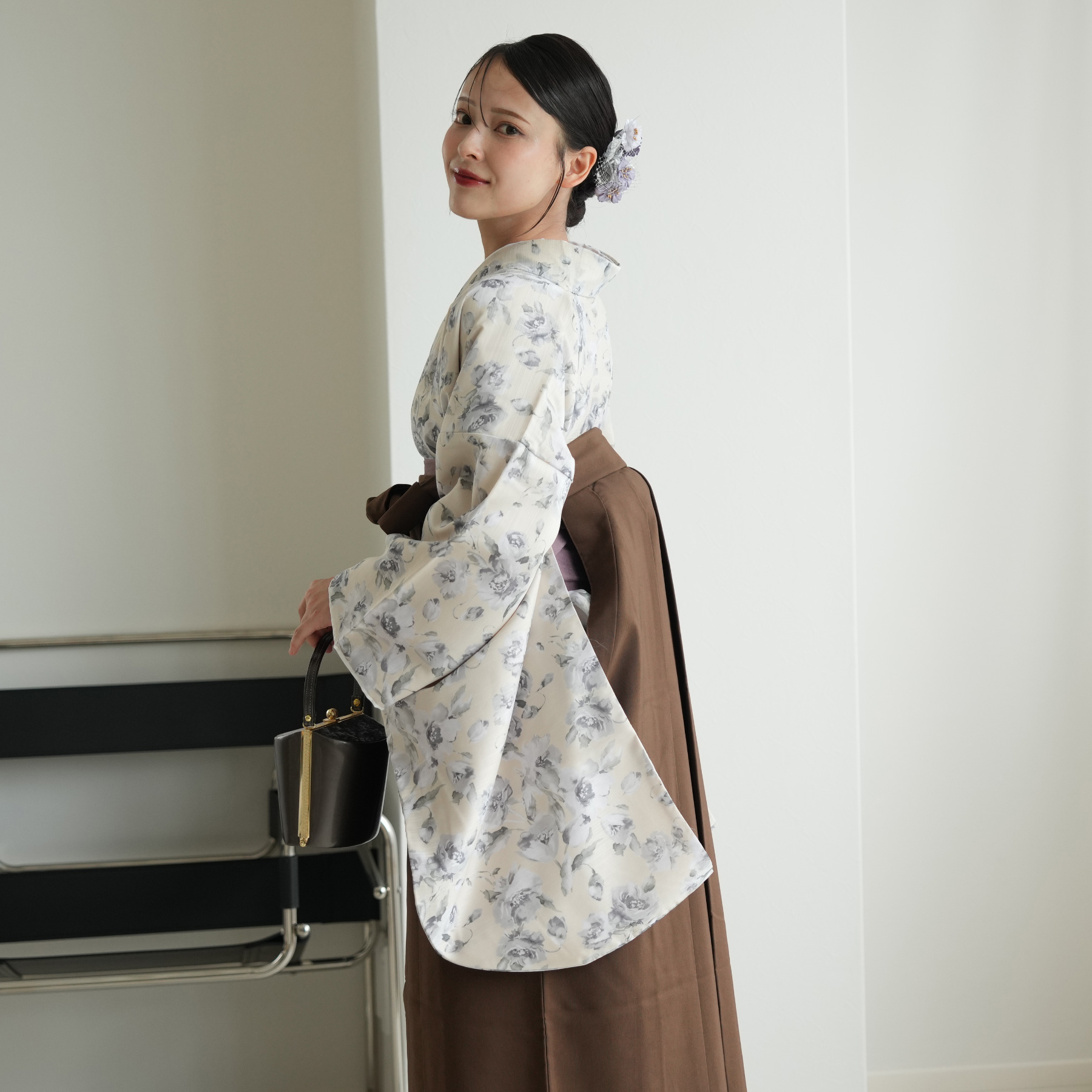 袴 レンタル 卒業式 2尺袖着物 17点セット レトロ 袴セット 花