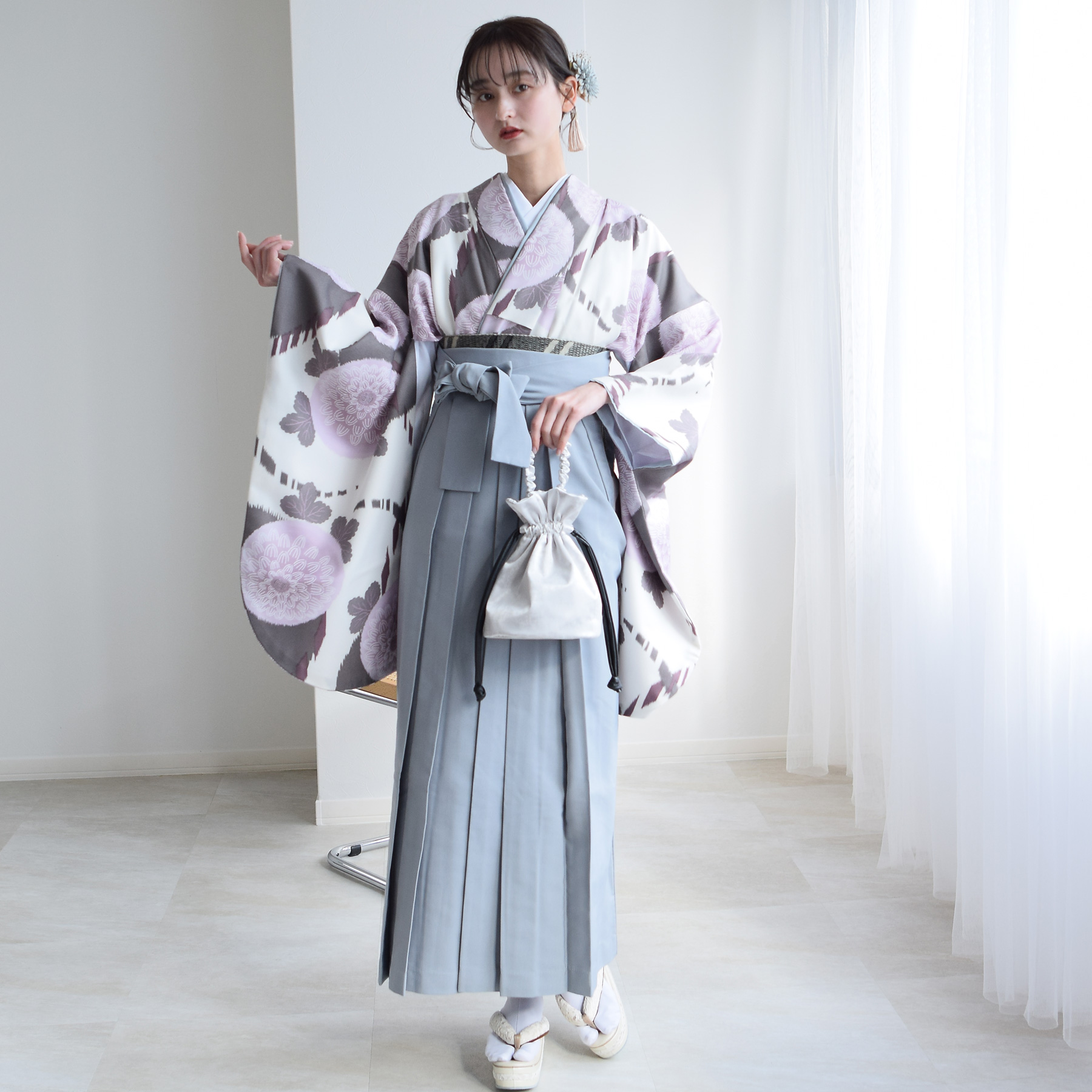 袴 レンタル 卒業式 2尺袖着物 17点セット ひよこ商店 古典柄 レトロ