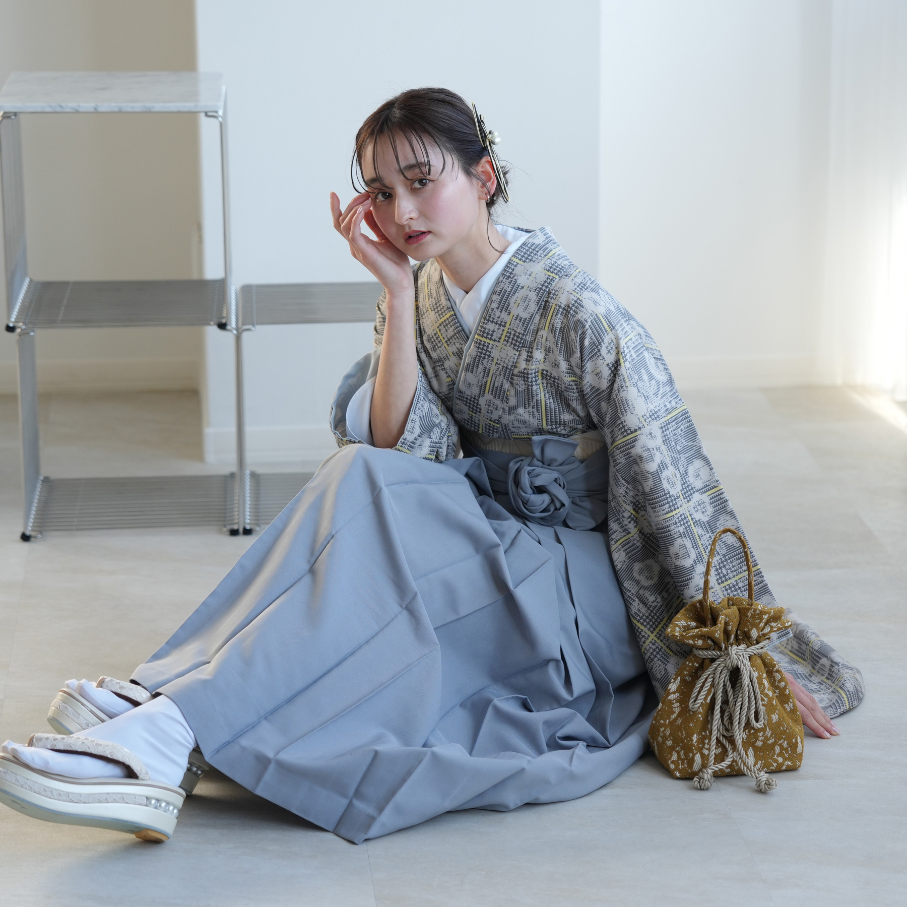 袴 レンタル 卒業式 2尺袖着物 17点セット ひよこ商店 古典柄 レトロ