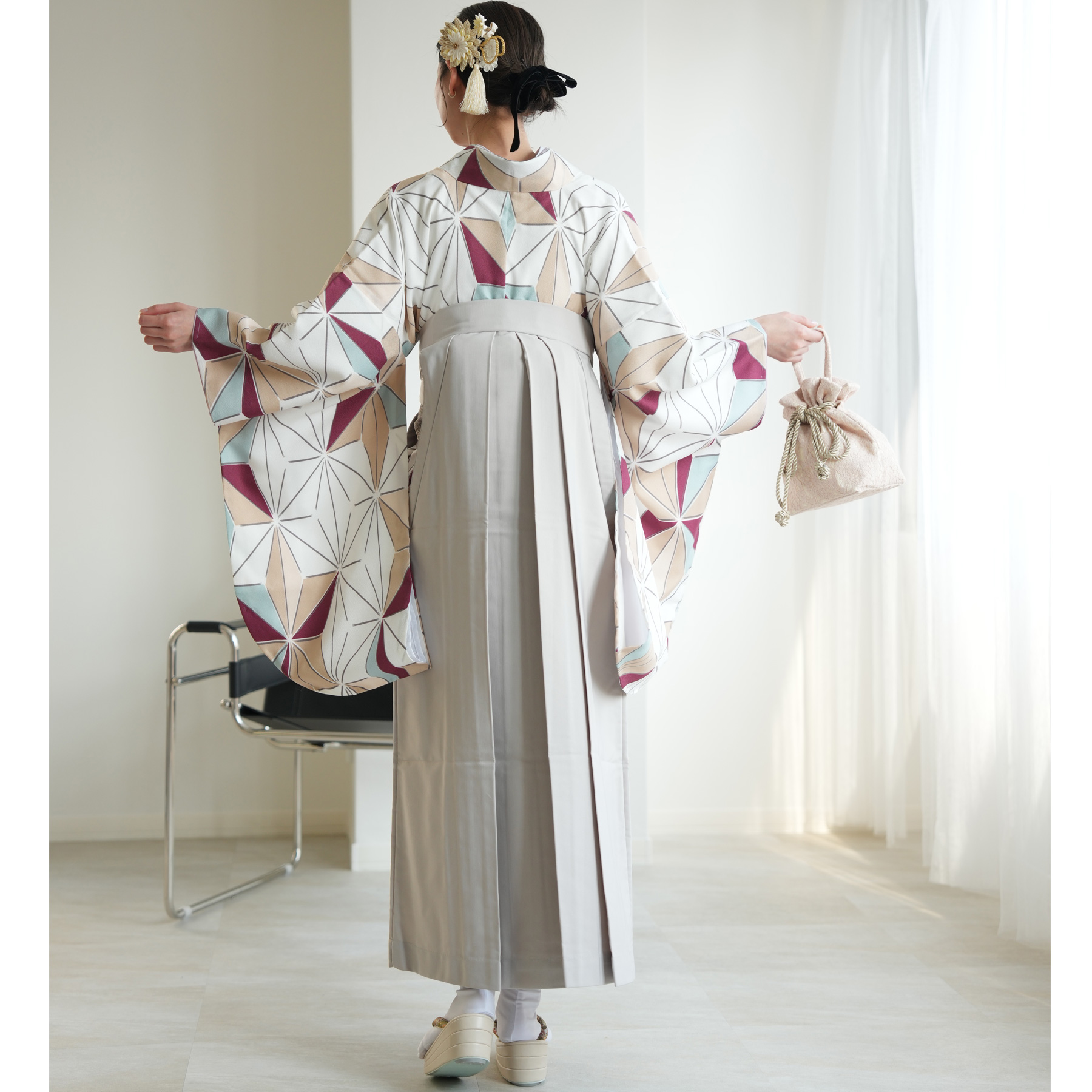 袴 レンタル 卒業式 2尺袖着物 17点セット ひよこ商店 古典柄 レトロ