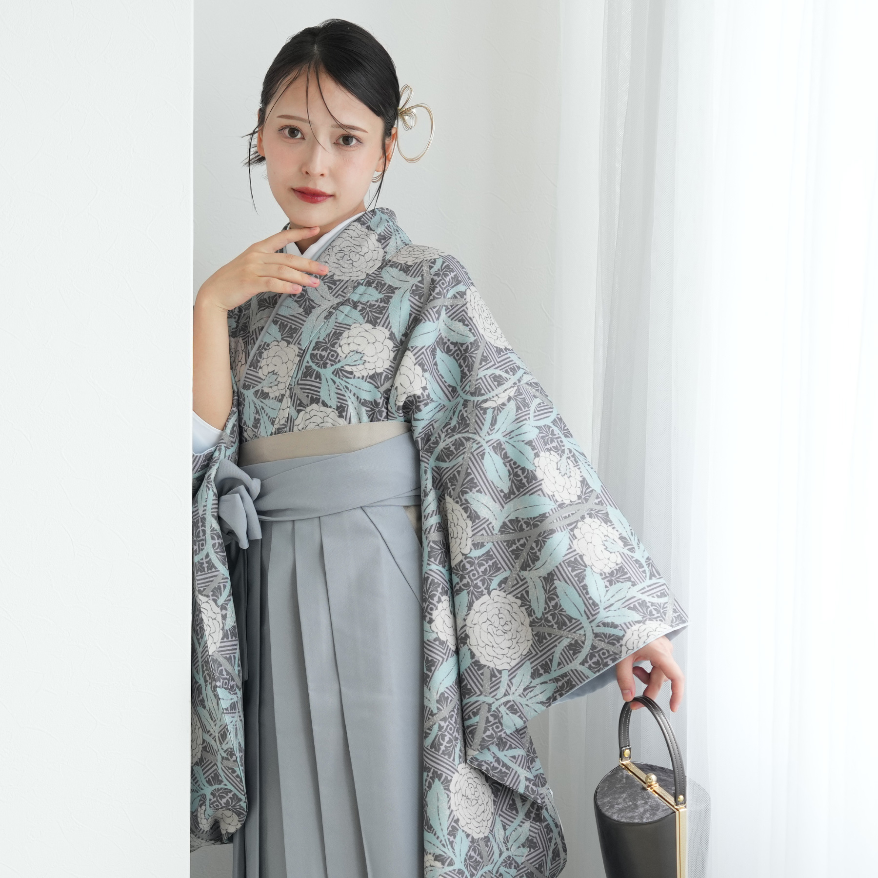 袴 レンタル 卒業式 2尺袖着物 17点セット ひよこ商店 古典柄 レトロ