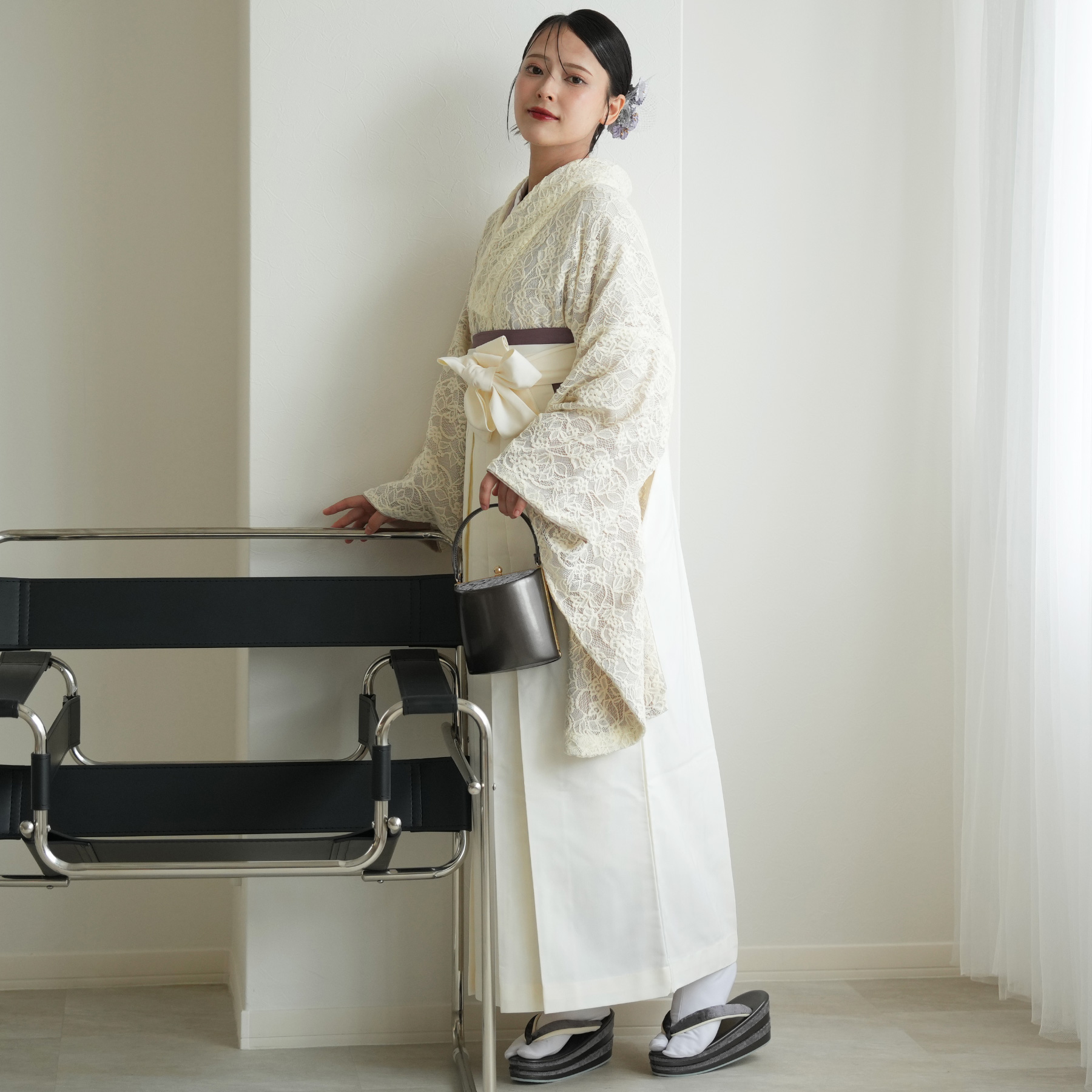 お振袖セット　5点セット　クリーム×グリーン　正絹　美品　成人式 r1330-f-1.jpg