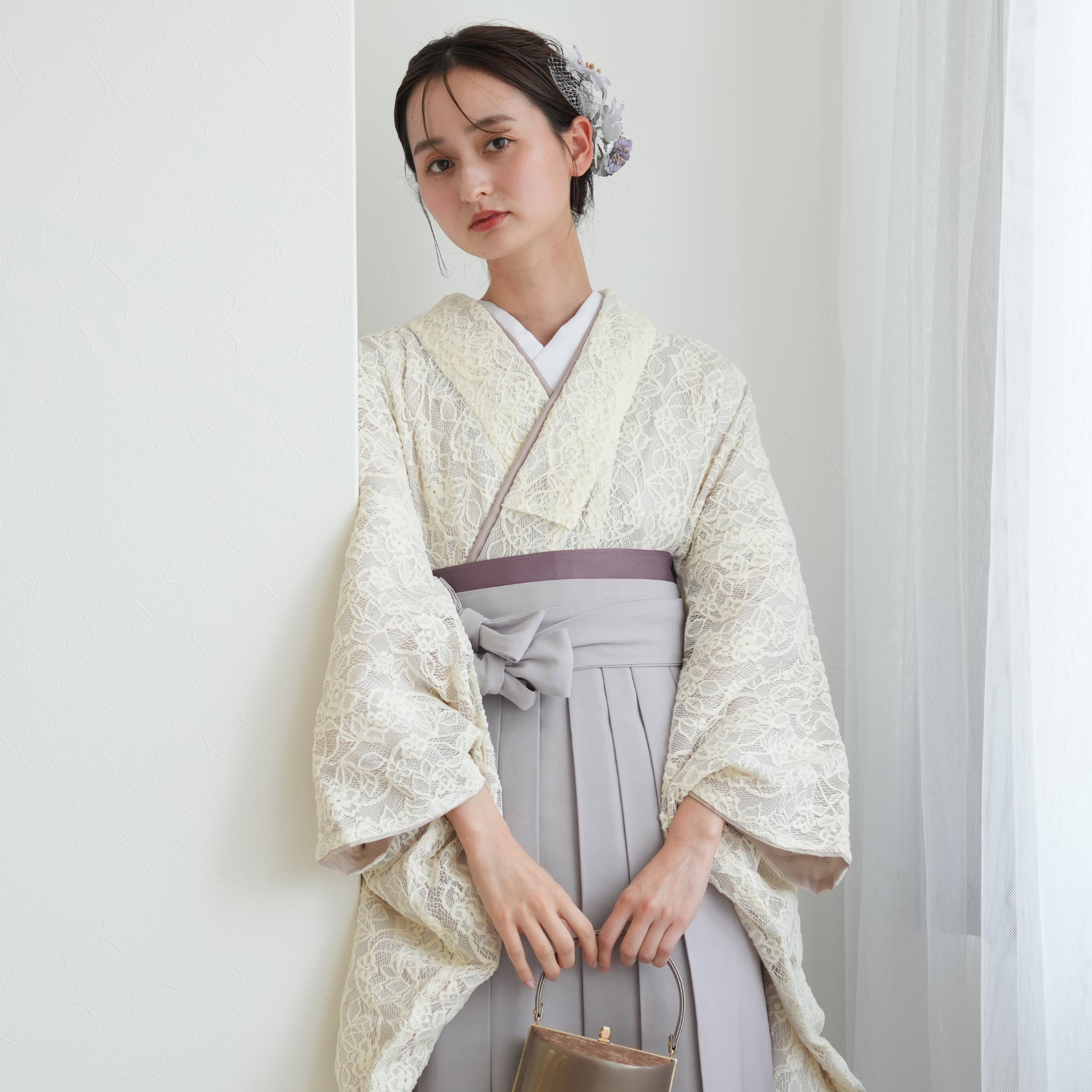 袴 レンタル 卒業式 2尺袖着物 17点セット utatane レトロ モダン 袴