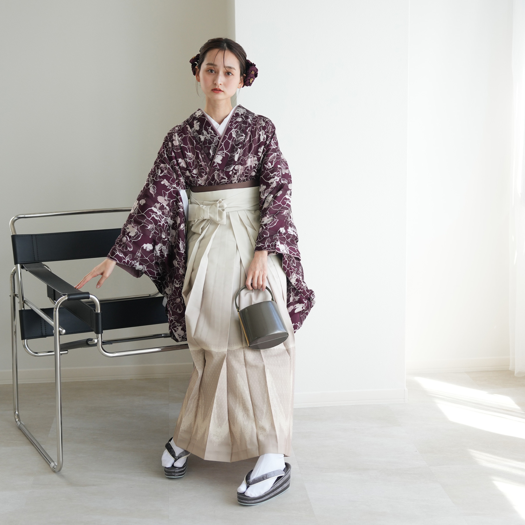 卒業式袴セット 大正浪漫 蝶々 レトロモダン 二尺袖 袴 女袴 卒業式袴セット 大正浪漫 蝶々 レトロモダン 二尺袖 袴 女袴