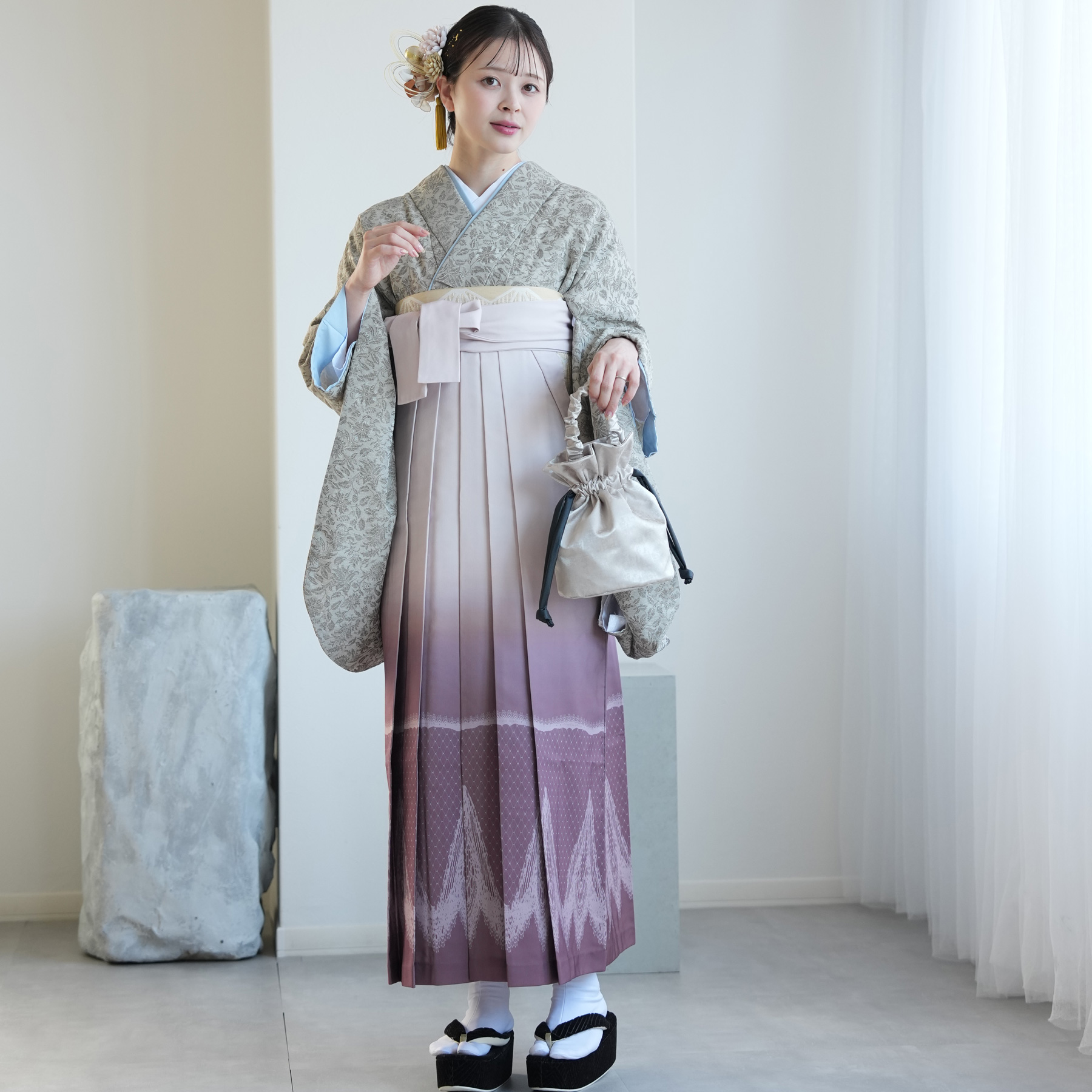 袴 レンタル 卒業式 二尺袖着物 17点セット ニコアンティーク レトロ