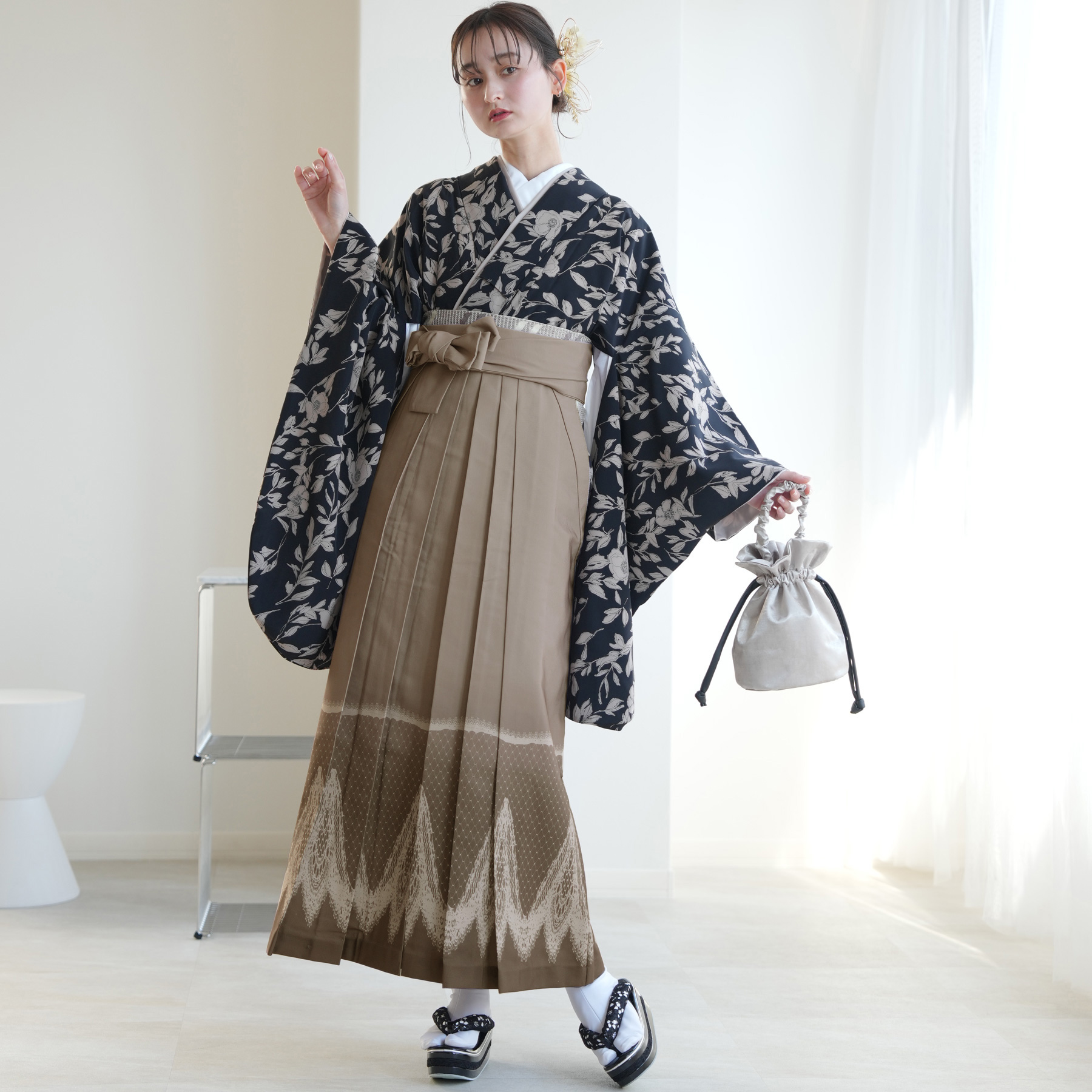 袴 レンタル 卒業式 2尺袖着物 17点セット ニコアンティーク レトロ 