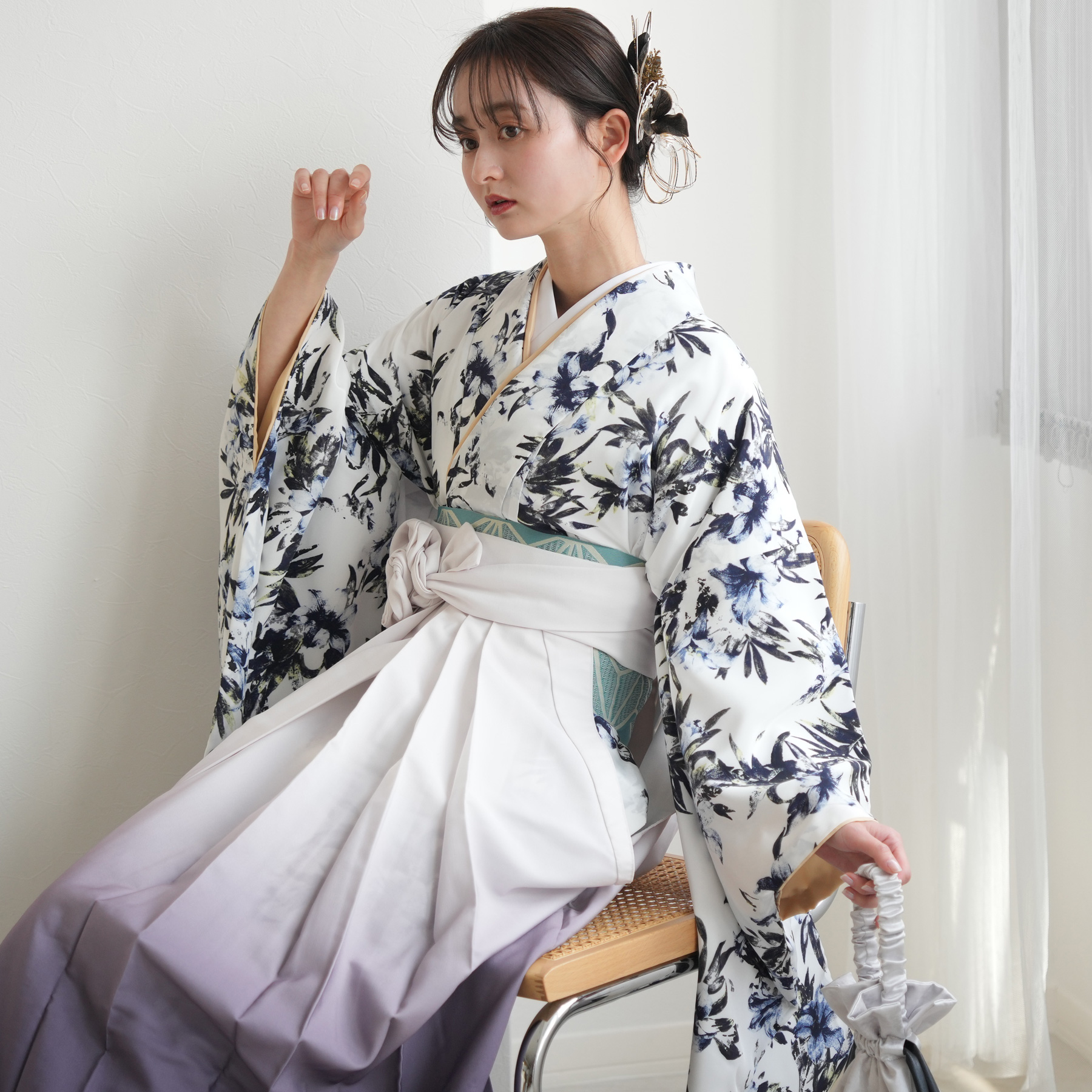 袴 レンタル 卒業式 2尺袖着物 17点セット utatane レトロ