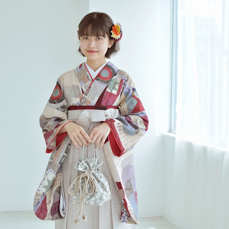 レディース2尺袖着物 袴 17点セット（バリエーションD）