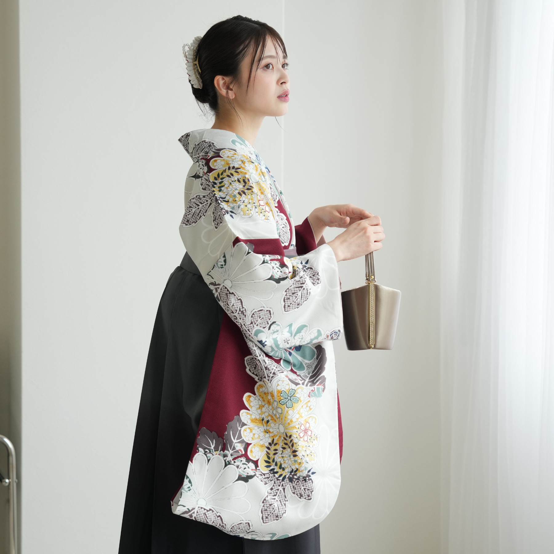レディース2尺袖着物 袴 17点セット（バリエーションD）