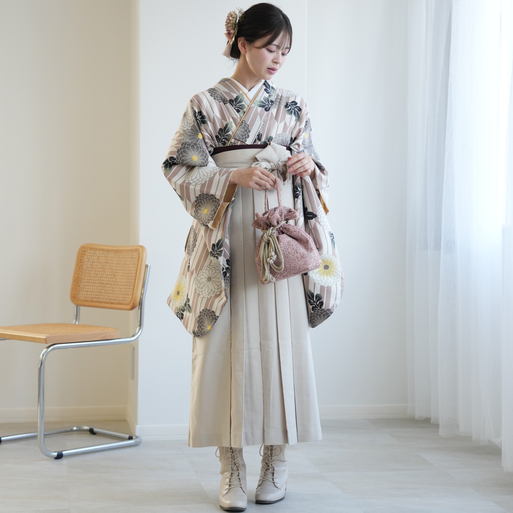 袴 レンタル 卒業式 2尺袖着物 17点セット ニコアンティーク 古典柄