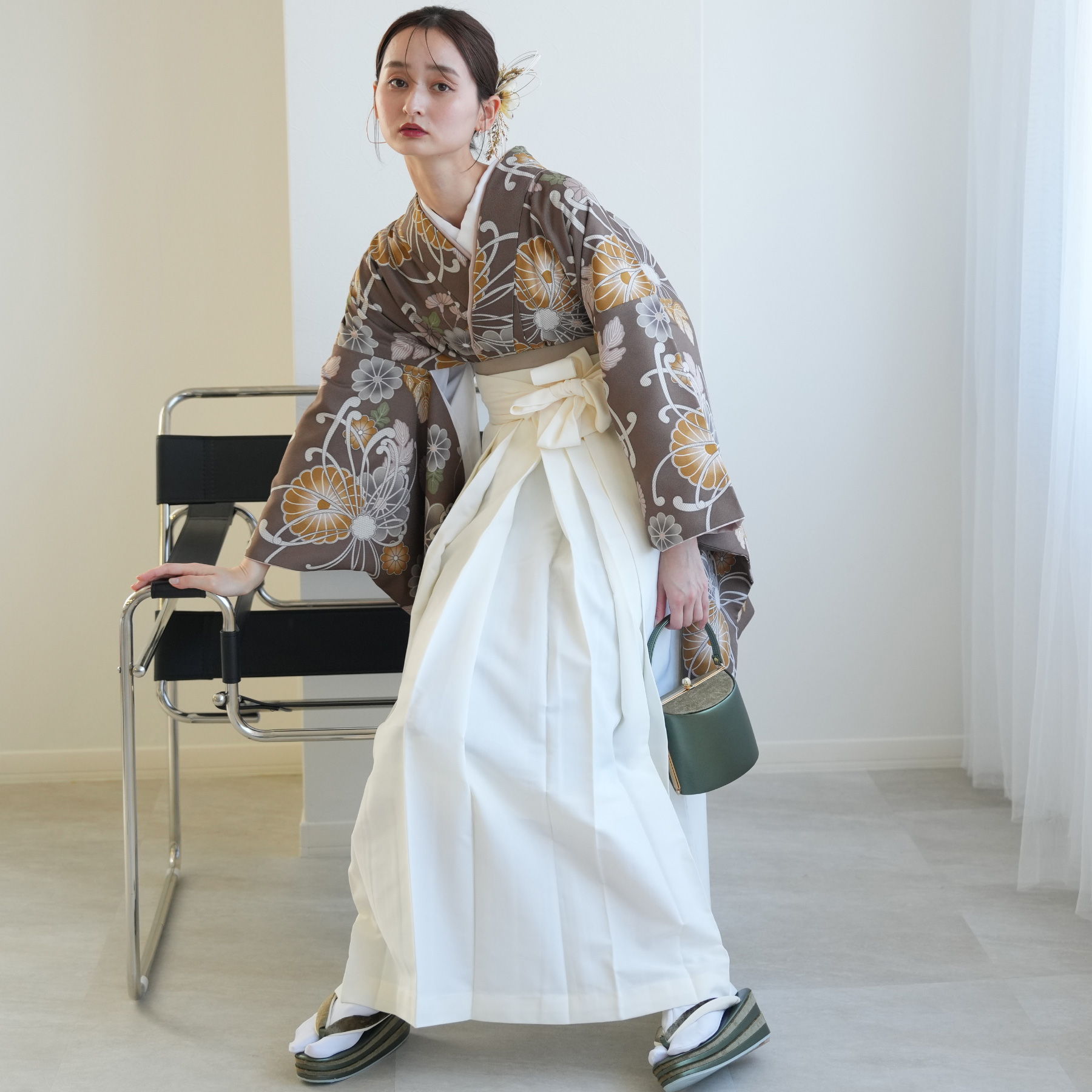 袴 レンタル 卒業式 2尺袖着物 17点セット ひよこ商店 古典柄 レトロ