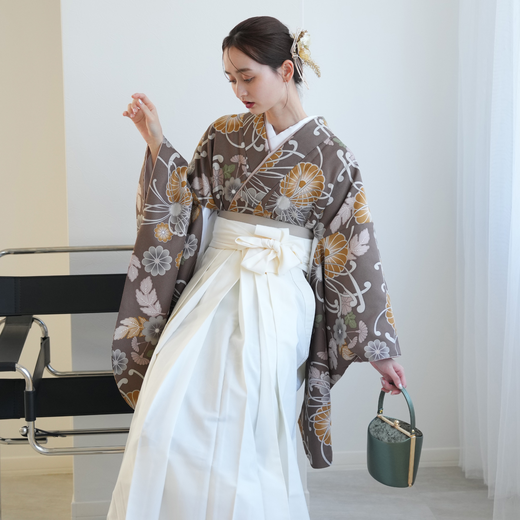 袴 レンタル 卒業式 2尺袖着物 17点セット ひよこ商店 古典柄 レトロ