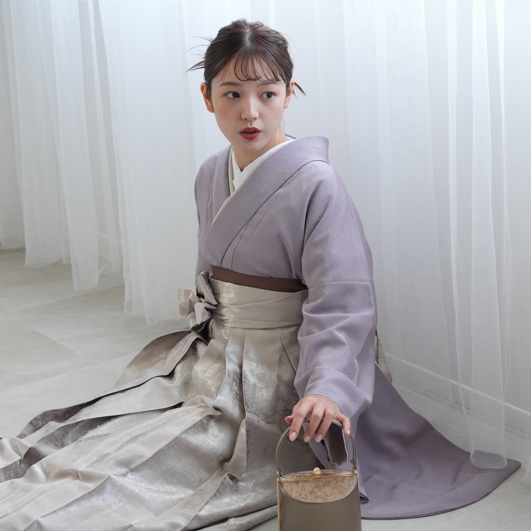 定3万以上utatane◆雲取梅柄の二尺袖着物+袴＋重ね衿縫付け済フルセット新品 はかまセット 梅に雲取り（大正ロマン柄） | きものの華匠オンライン