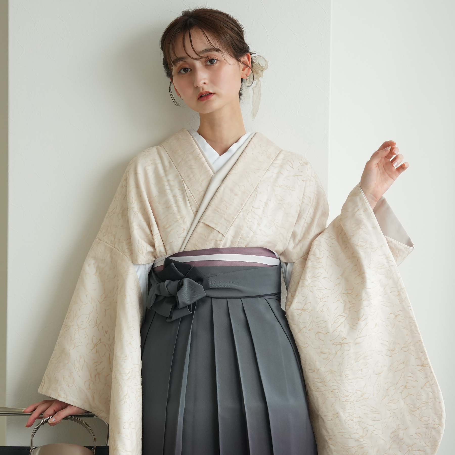 袴 レンタル 卒業式 2尺袖着物 17点セット utatane レトロ 袴セット 花 