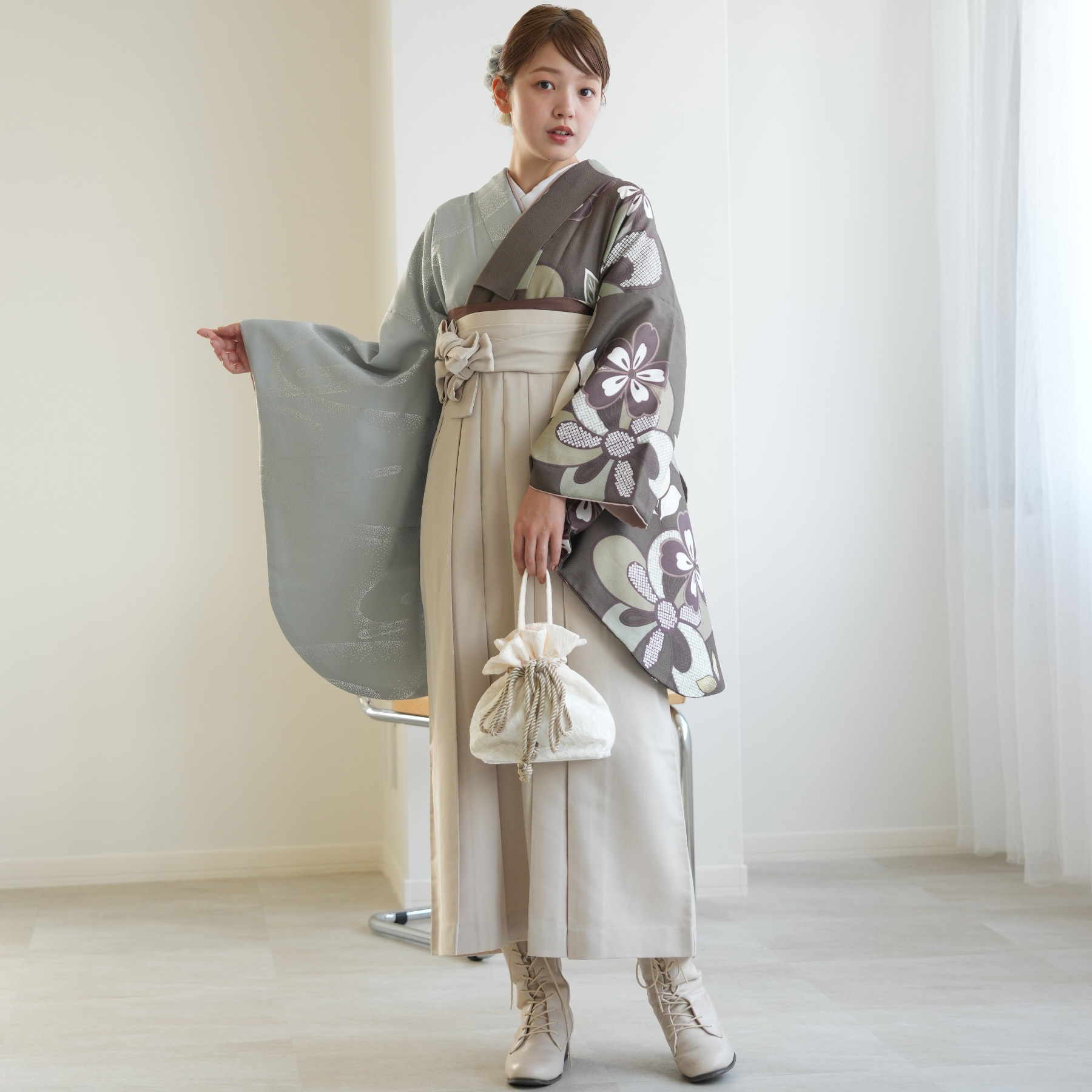 袴 レンタル 卒業式 2尺袖着物 17点セット ひよこ商店 古典柄 レトロ