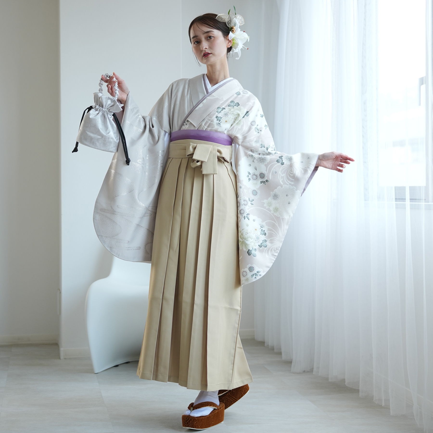 袴 レンタル 卒業式 2尺袖着物 17点セット ひよこ商店 古典柄 レトロ