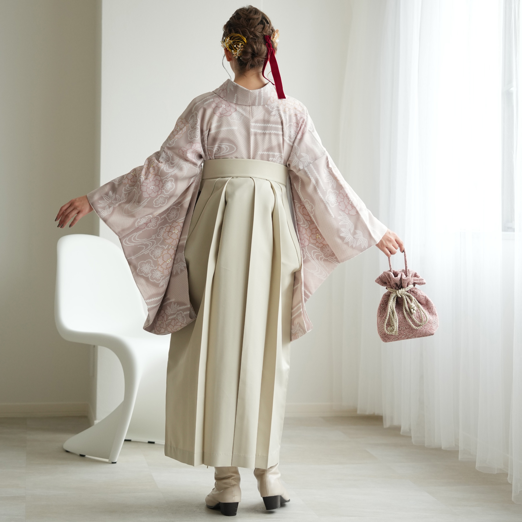 Heather（ヘザー） 袴 レンタル 卒業式 袴 17点セット グレイッシュ