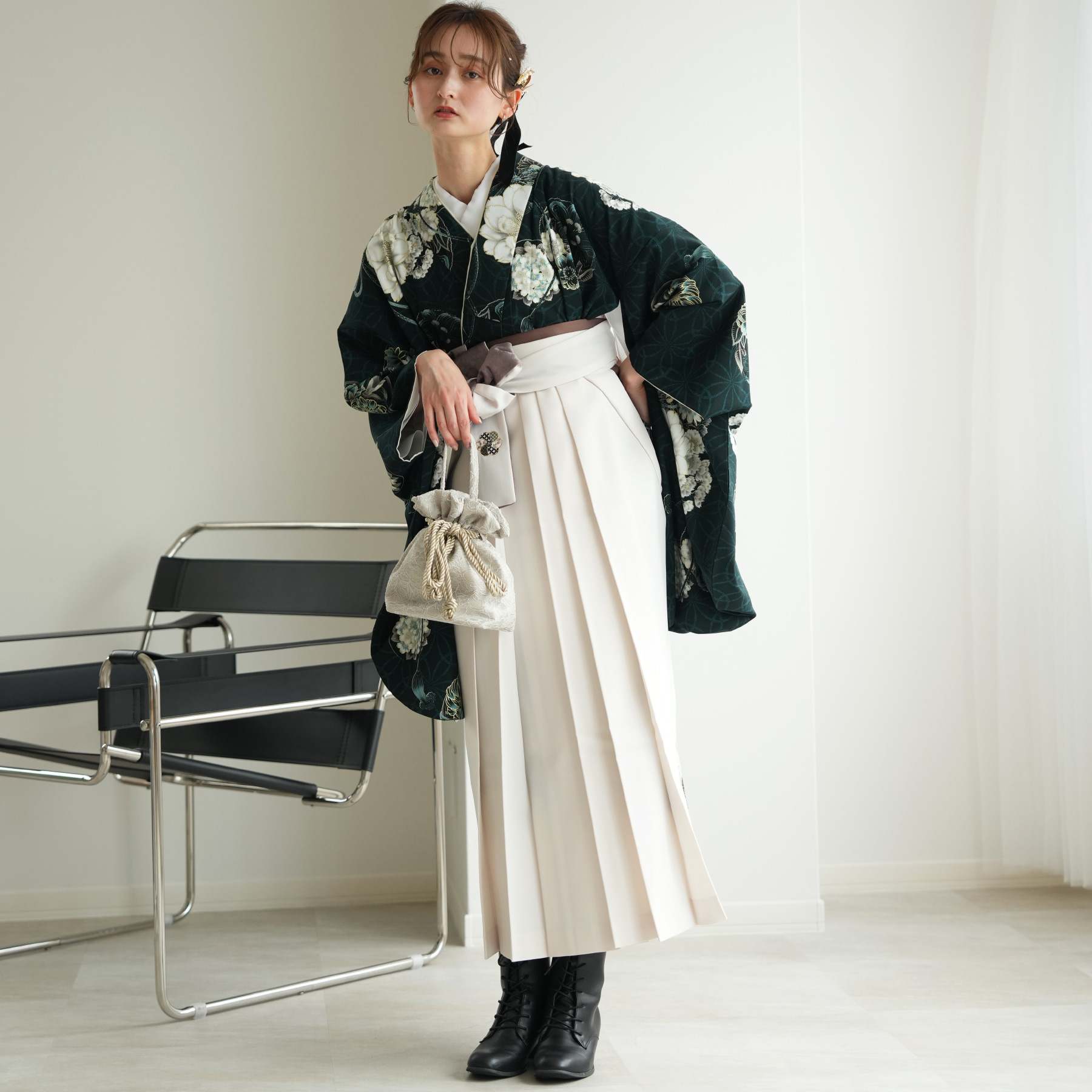 袴 レンタル 卒業式 JAPAN STYLE×中村里砂 17点セット ターコイズの華