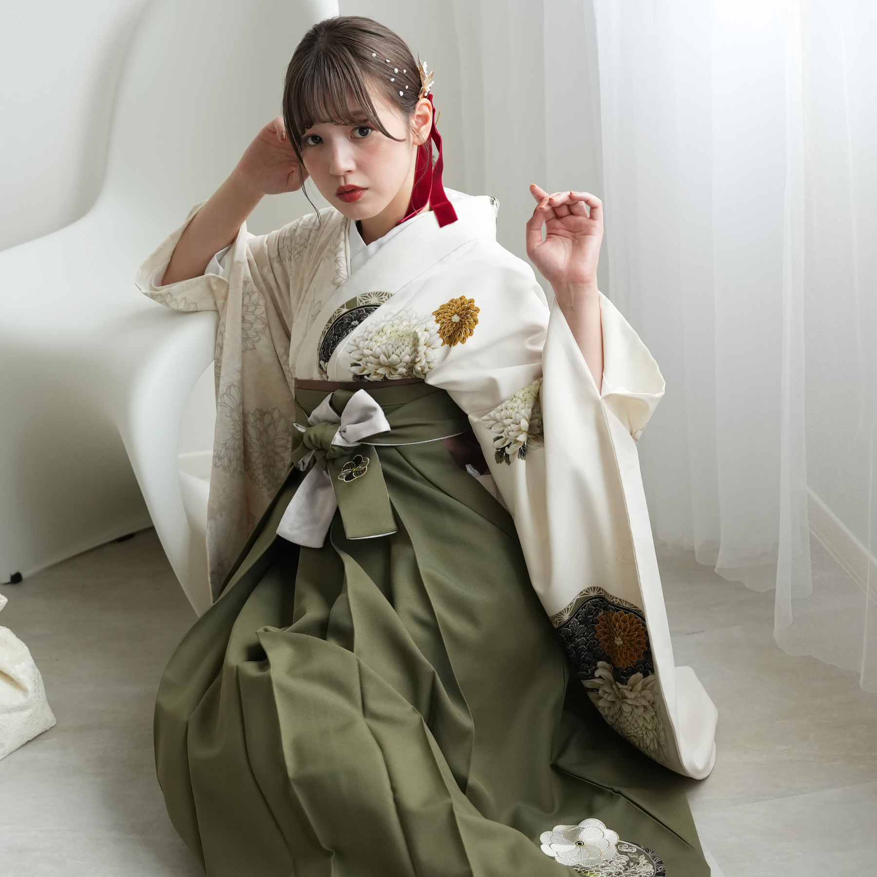 袴 レンタル 卒業式 JAPAN STYLE×中村里砂 17点セット 片身変わり
