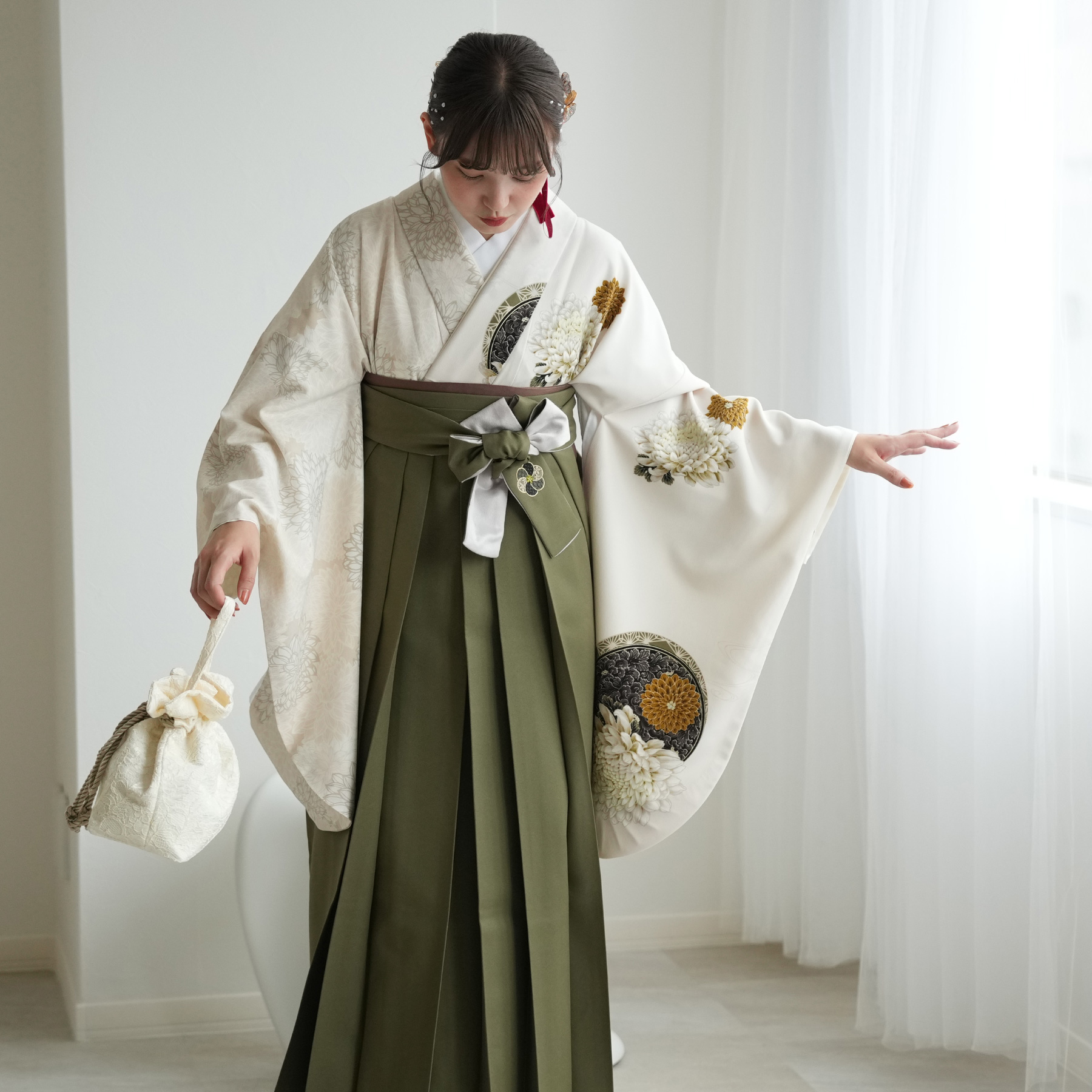 袴 レンタル 卒業式 JAPAN STYLE×中村里砂 17点セット 片身変わり