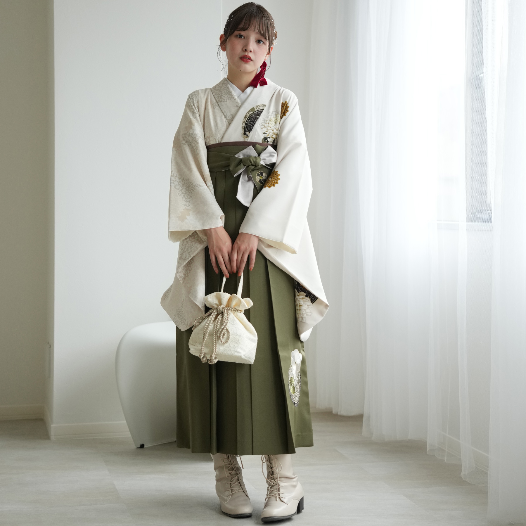 袴 レンタル 卒業式 JAPAN STYLE×中村里砂 17点セット 片身変わり