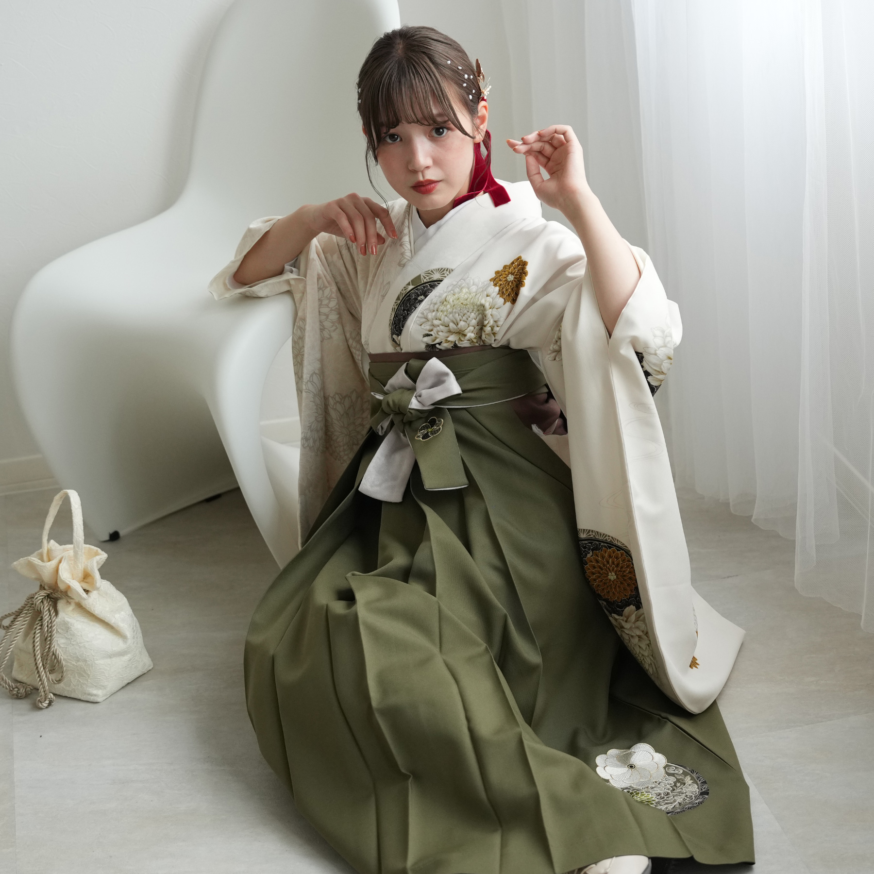 袴 レンタル 卒業式 JAPAN STYLE×中村里砂 17点セット 片身変わり
