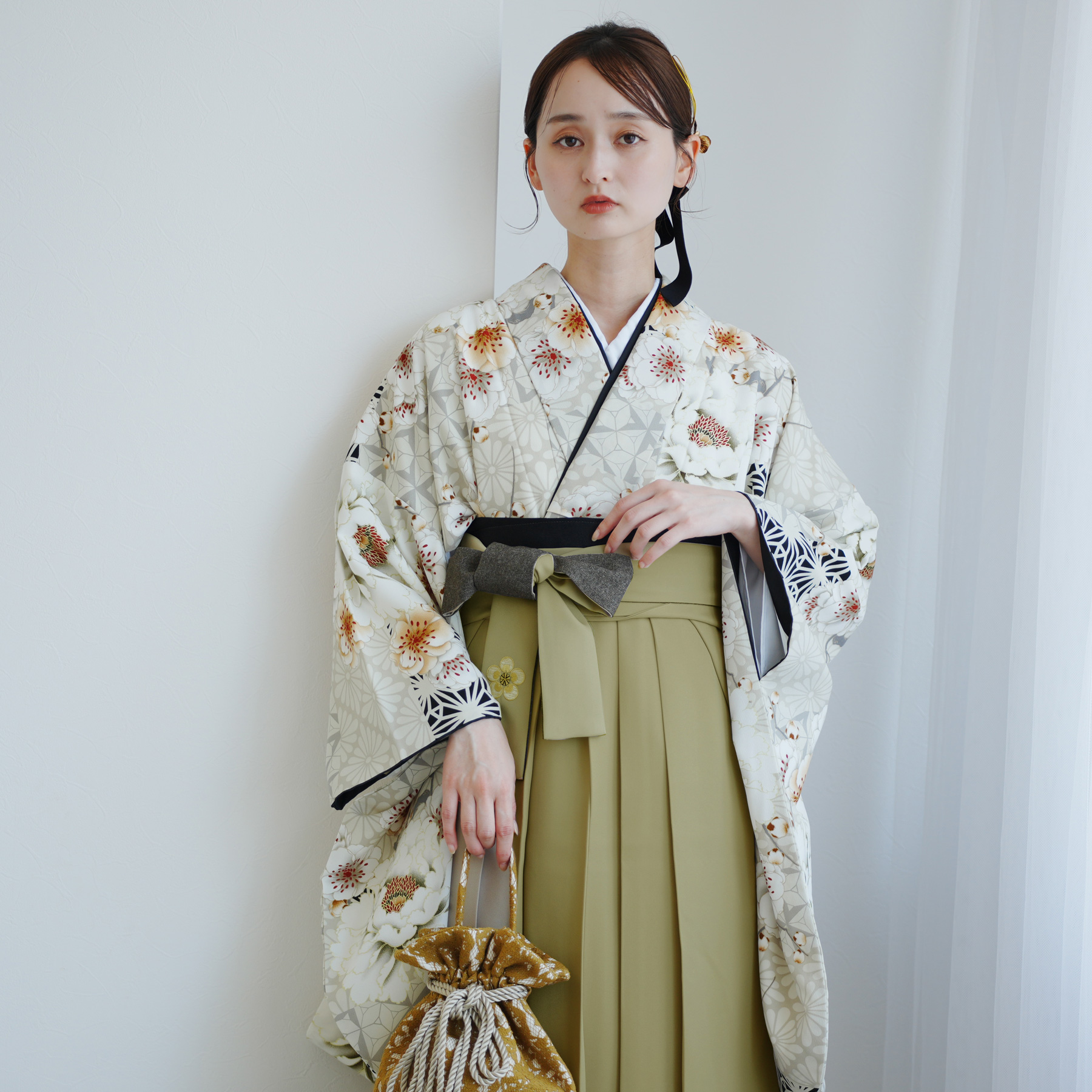 袴 レンタル 卒業式 JAPAN STYLE×中村里砂 17点セット グレージュに
