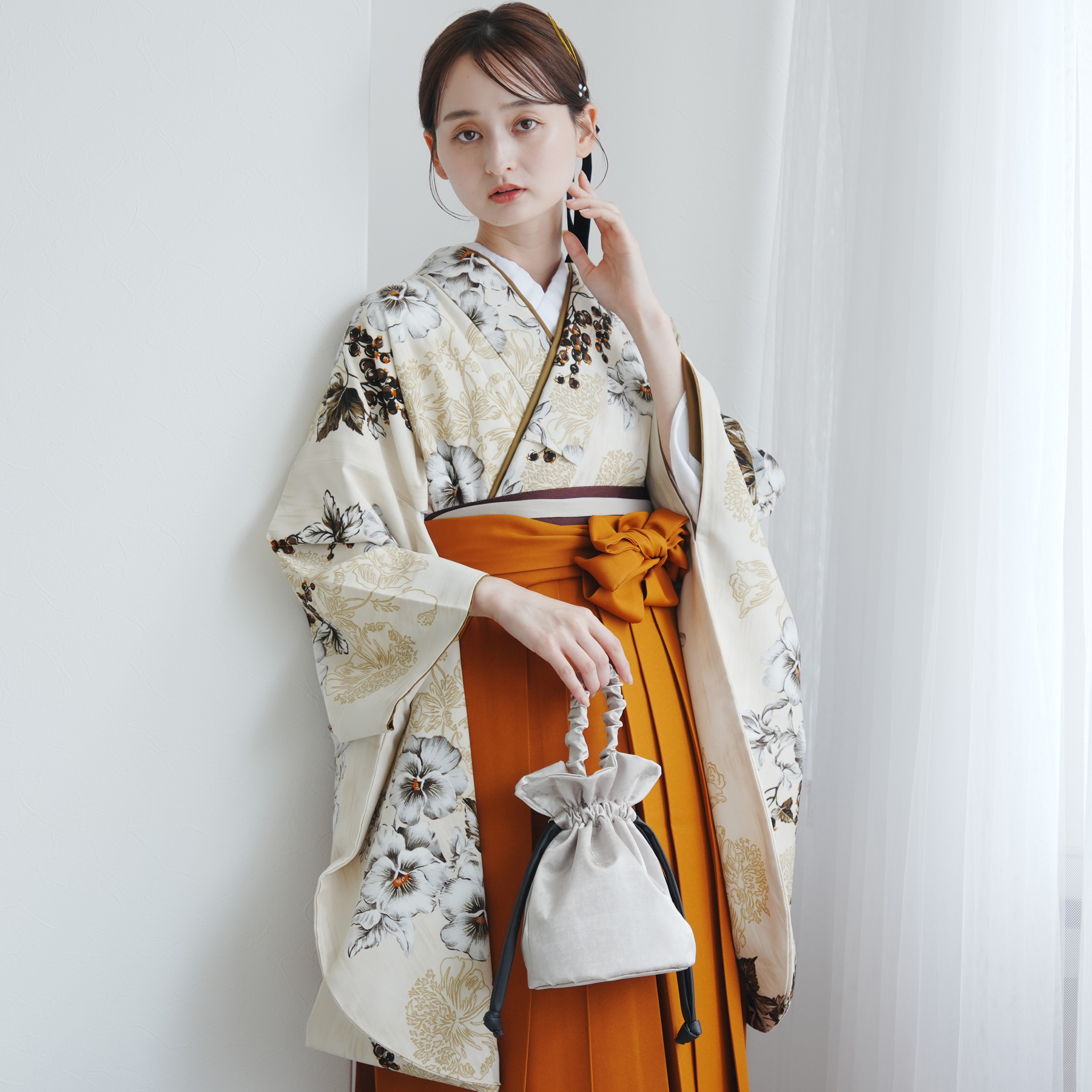 袴 レンタル 卒業式 JILLSTUART 17点セット ベージュに咲くパンジー 二