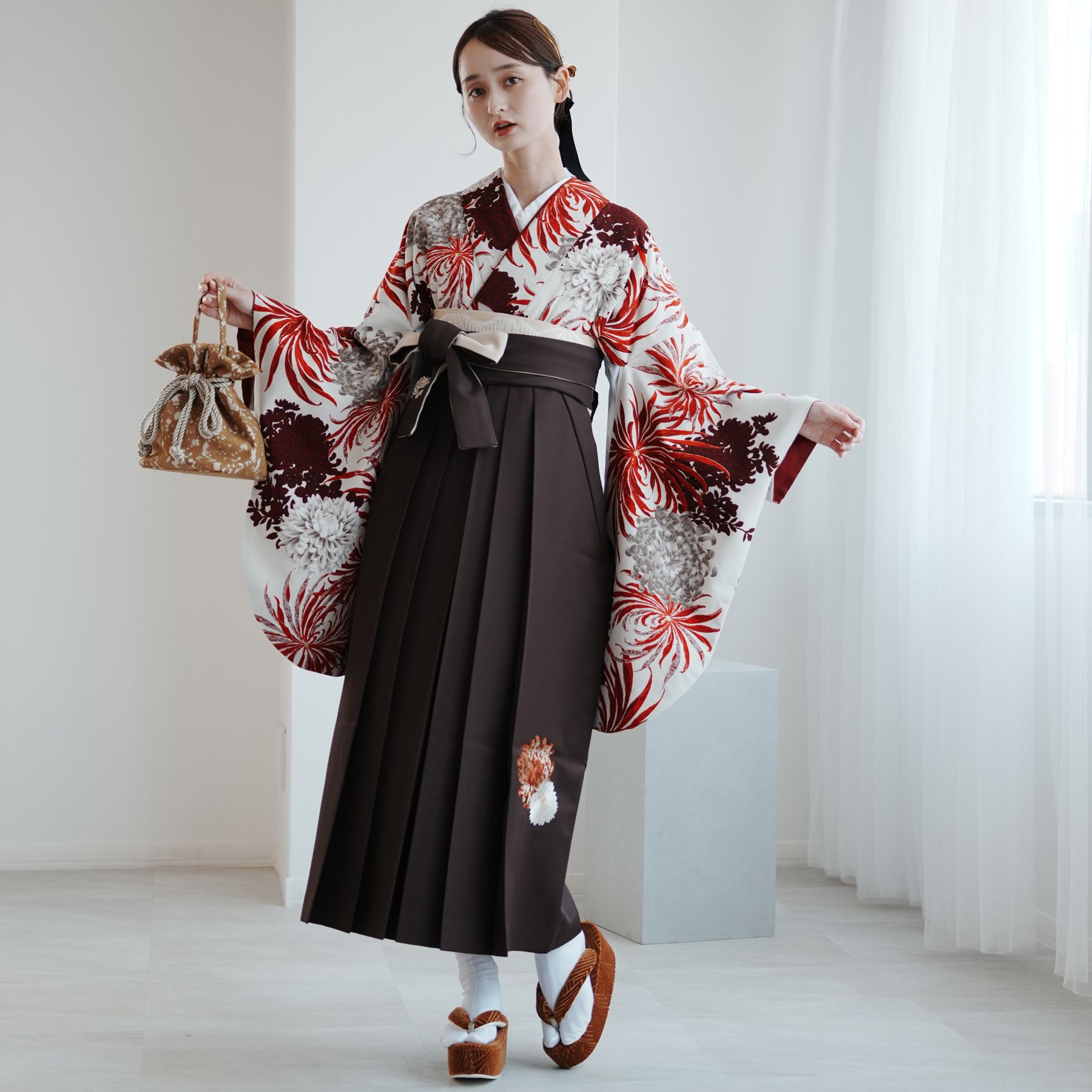 袴 レンタル 卒業式 玉城ティナ×紅一点 17点セット 乱菊・赤 日本製 二 