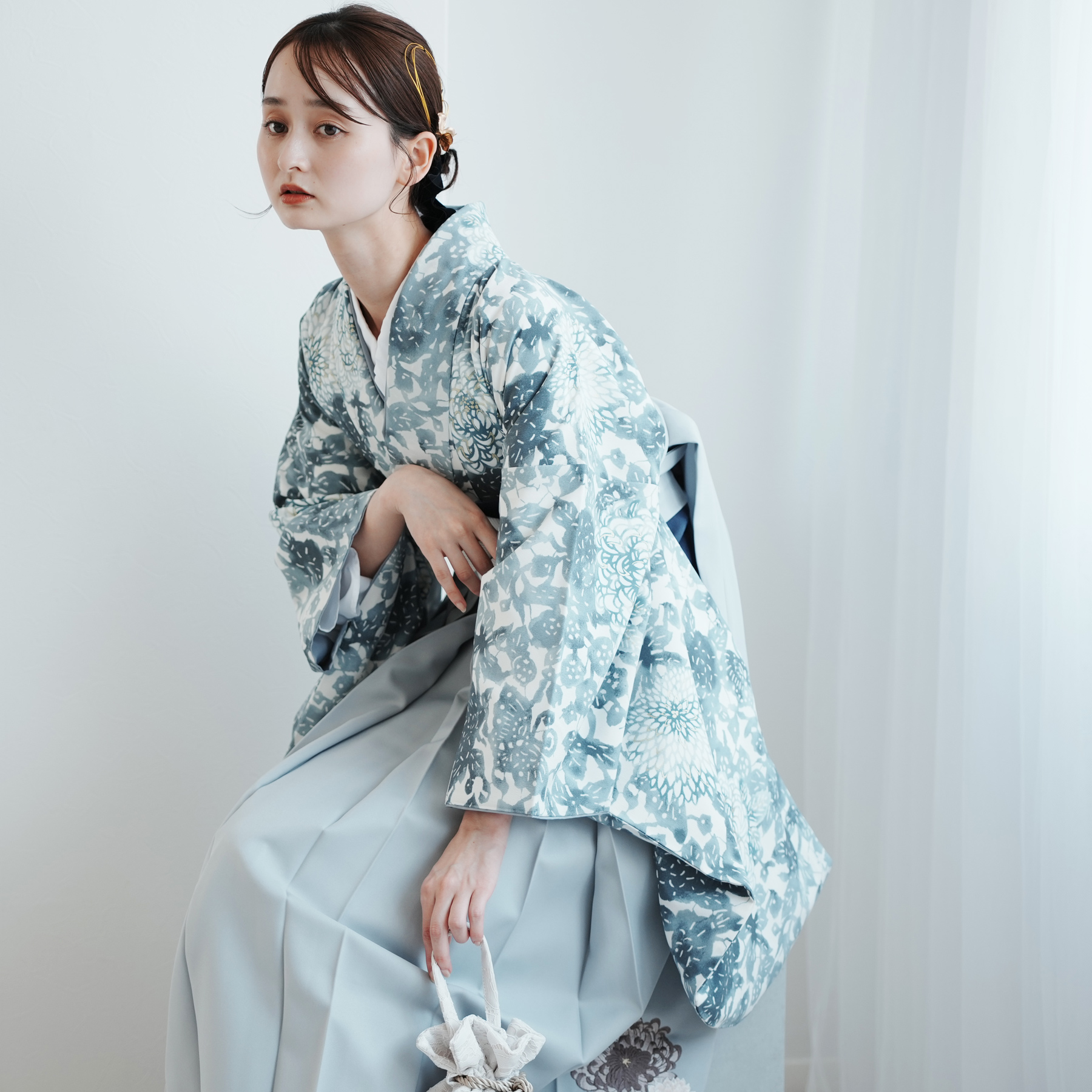 袴 レンタル 卒業式 玉城ティナ×紅一点 17点セット ブルーグレーの菊