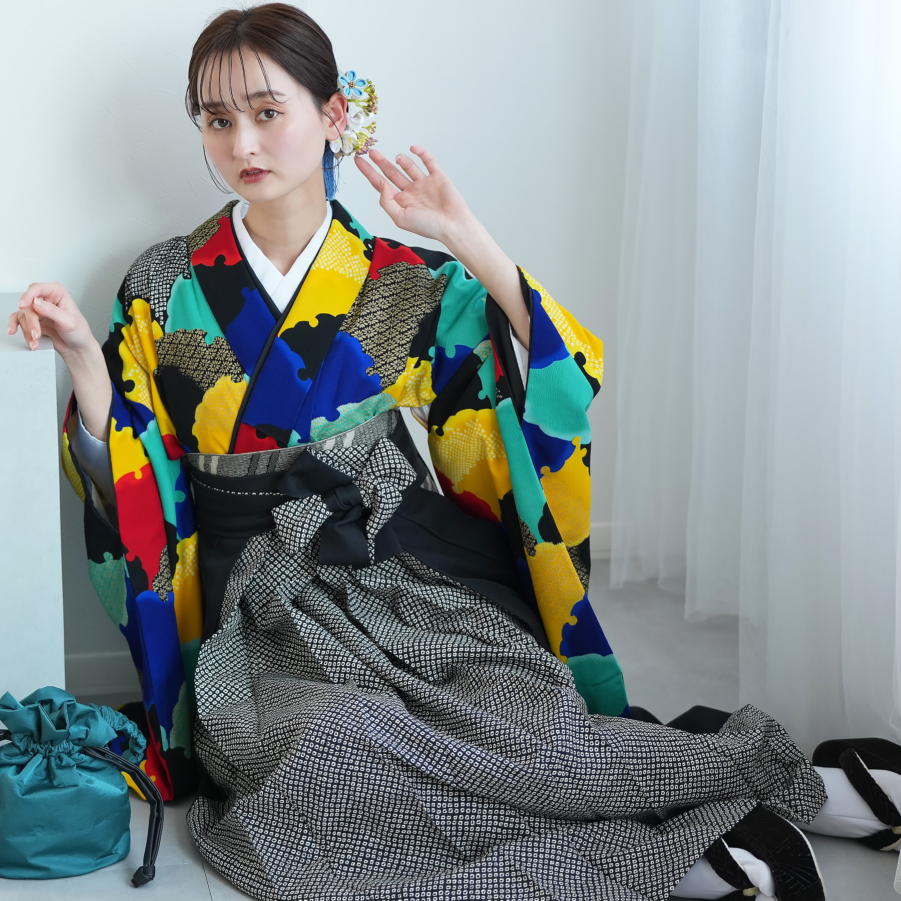袴 レンタル 卒業式 2尺袖着物 17点セット 古典 レトロ モダン 袴 