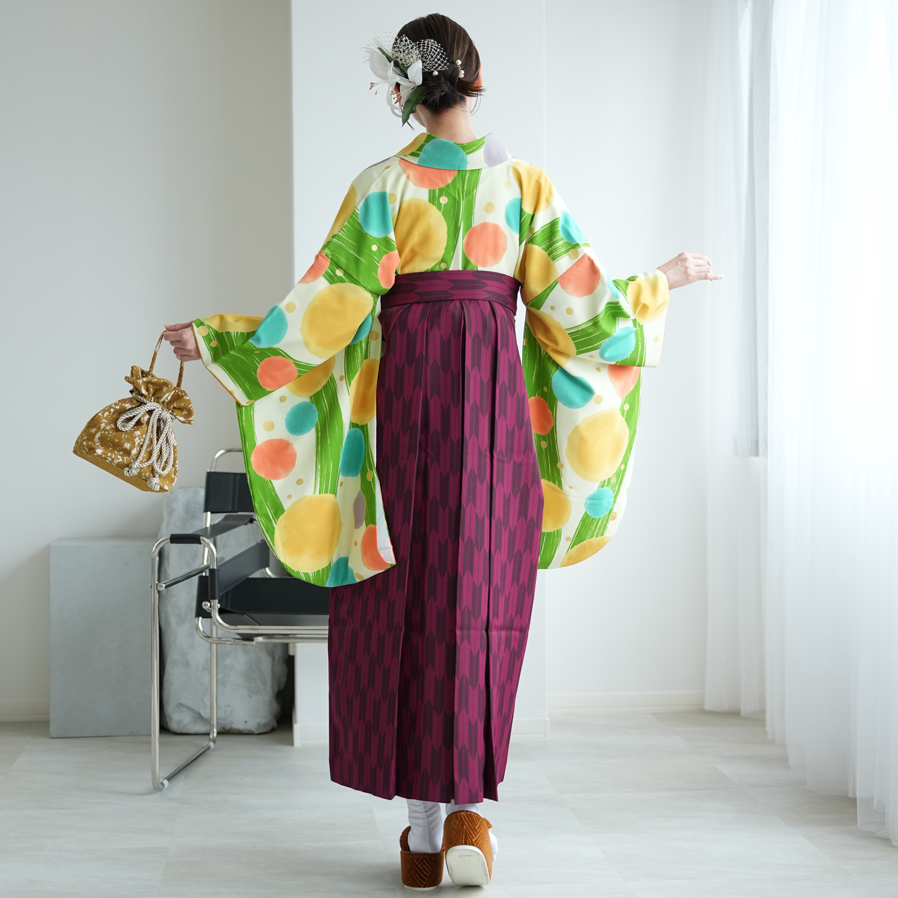 袴 レンタル 卒業式 2尺袖着物 袴 17点セ...の詳細画像5