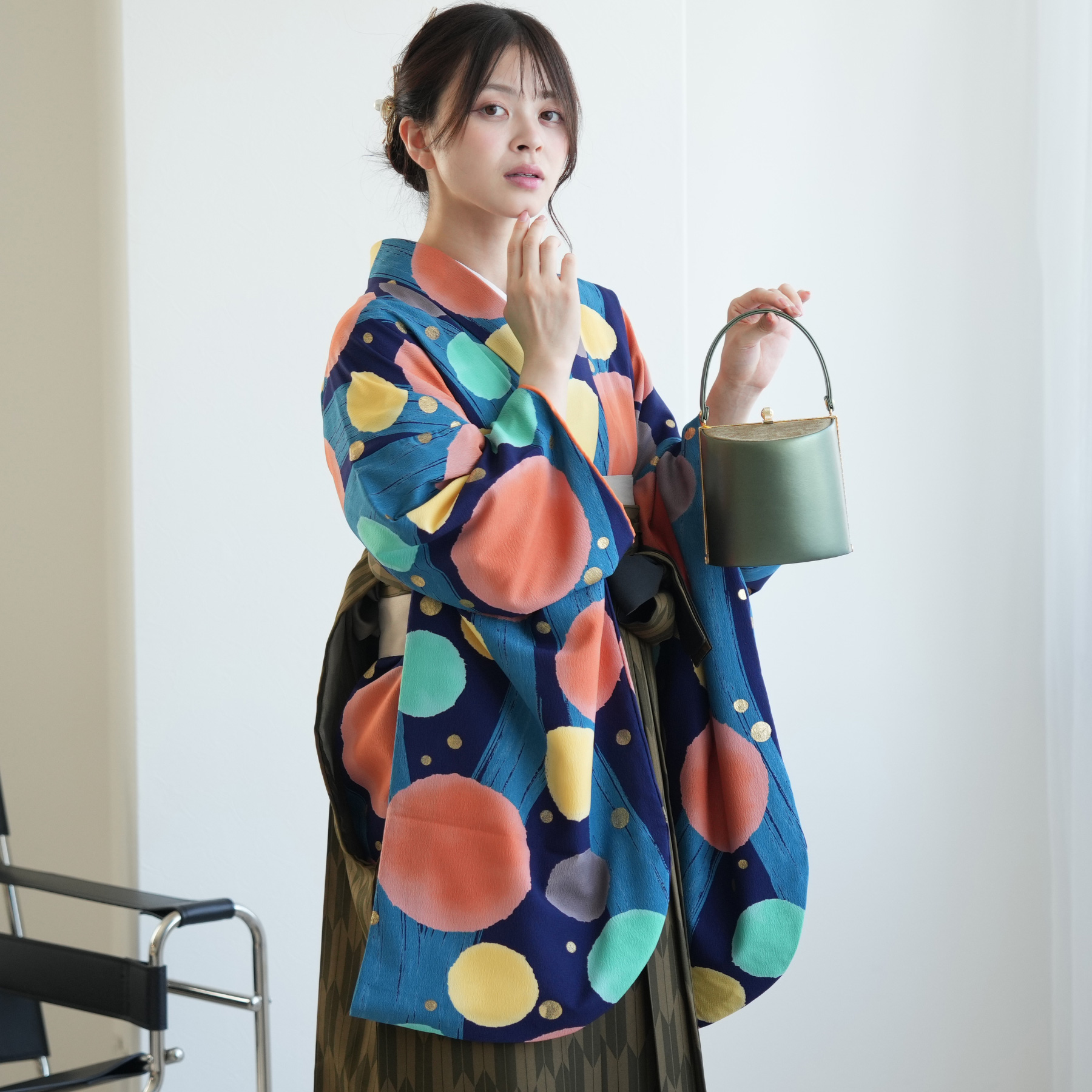 袴 レンタル 卒業式 2尺袖着物 17点セット レトロ モダン 袴セット