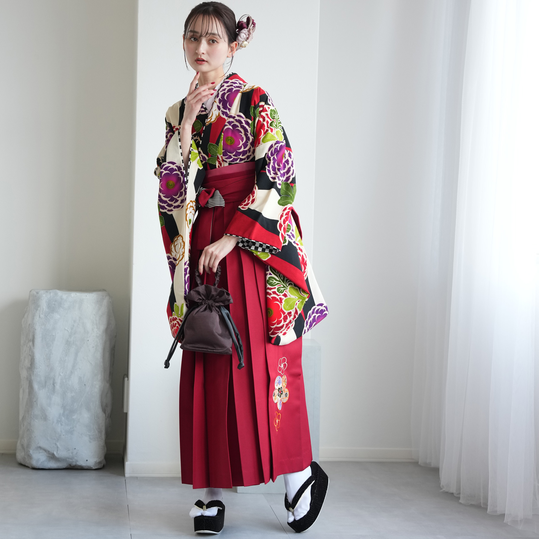 袴 レンタル 卒業式 二尺袖着物 17点セット...の詳細画像3