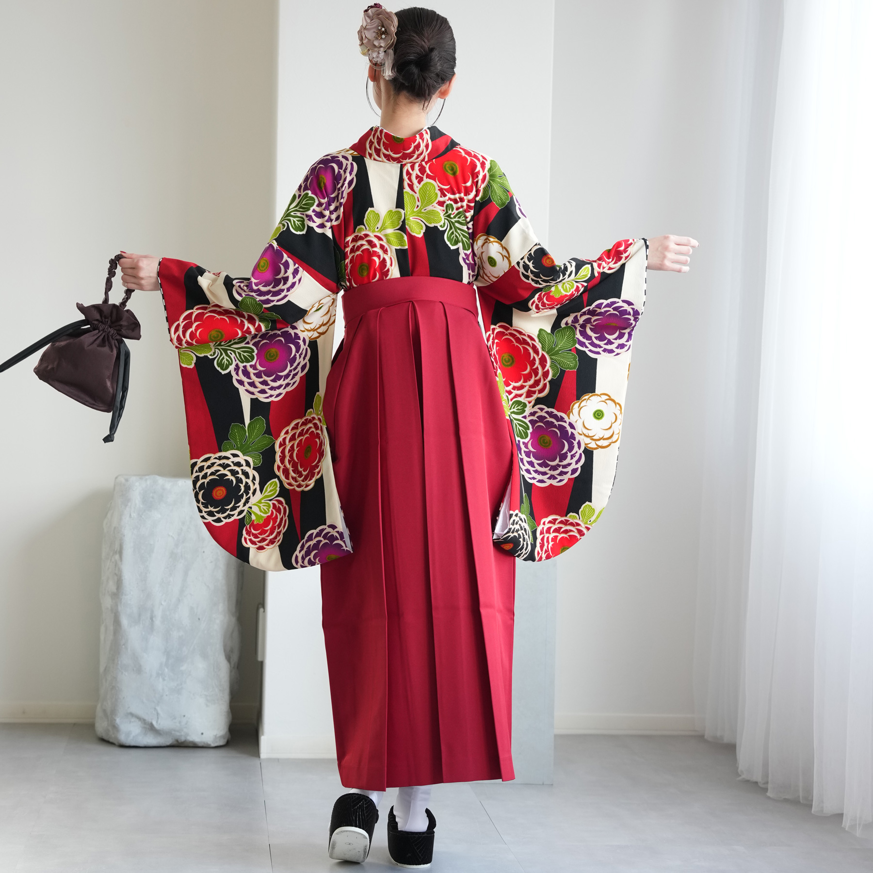 袴 レンタル 卒業式 二尺袖着物 17点セット レトロ 袴セット 大学生