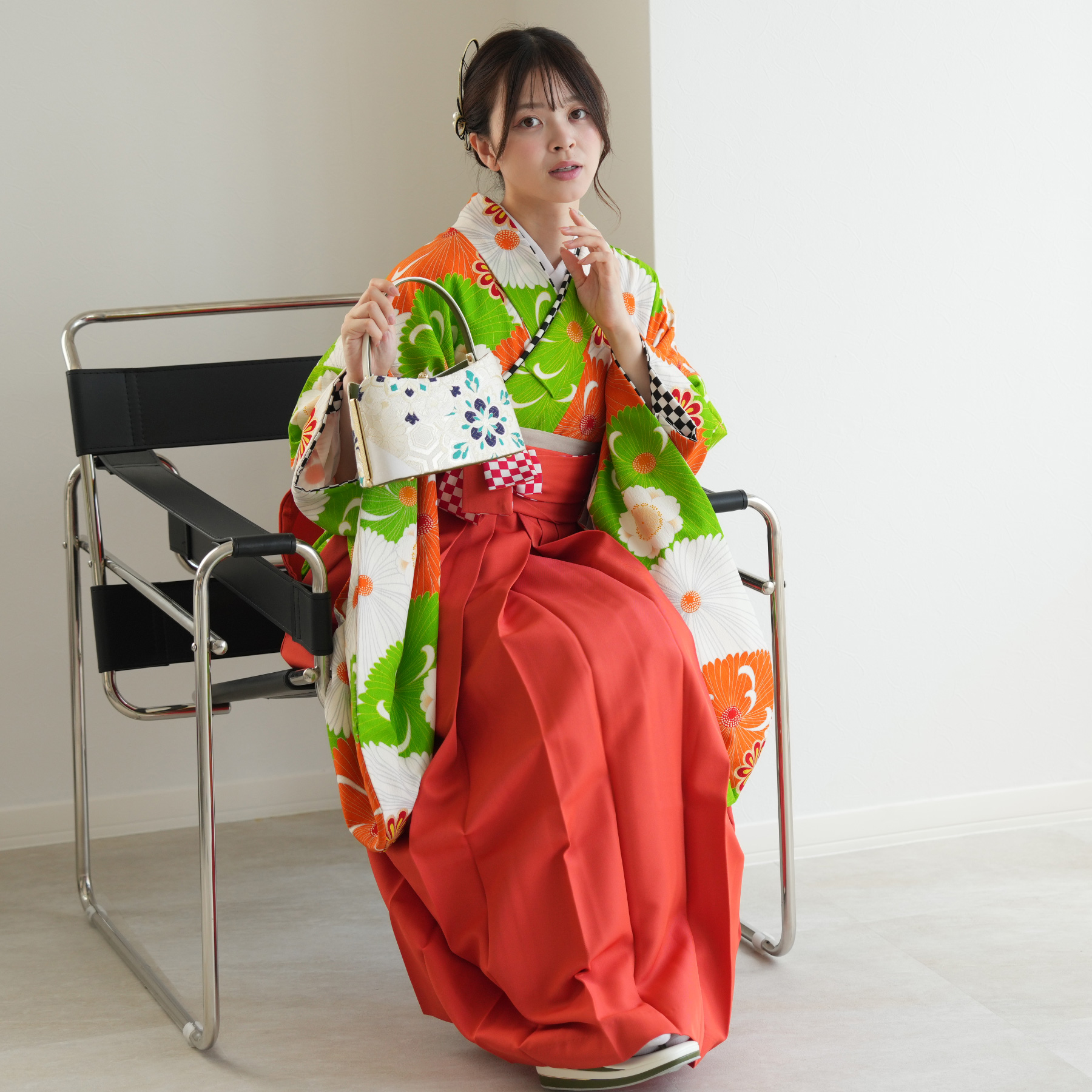 袴 レンタル 卒業式 2尺袖着物 17点セット JAPAN STYLE 古典 レトロ