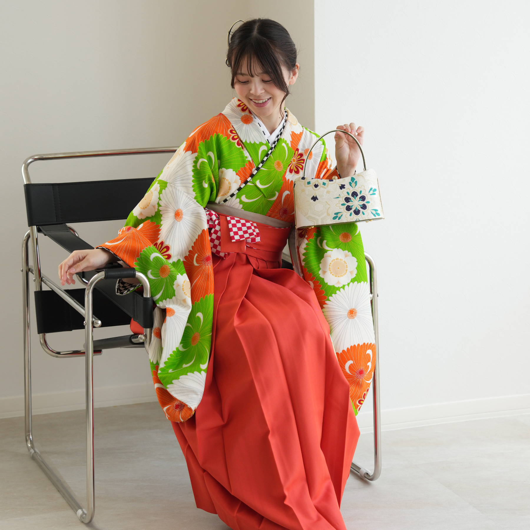 袴 レンタル 卒業式 2尺袖着物 17点セット JAPAN STYLE 古典 レトロ