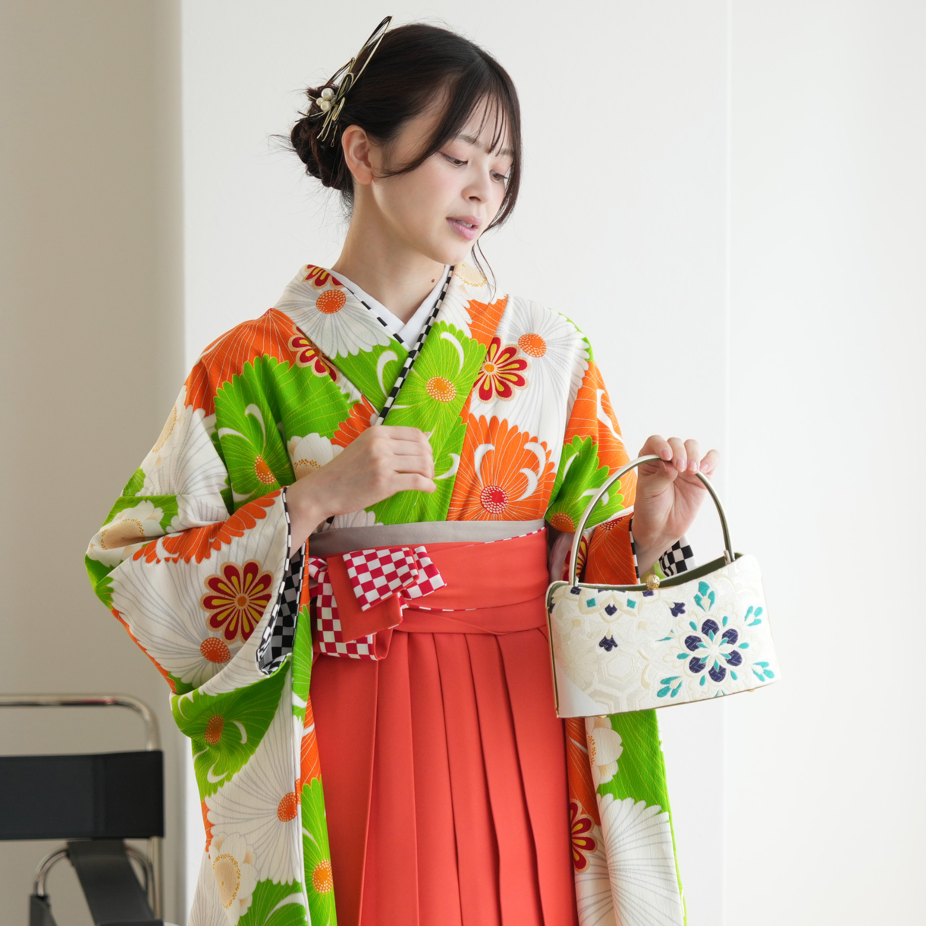 袴 レンタル 卒業式 2尺袖着物 17点セット JAPAN STYLE 古典 レトロ