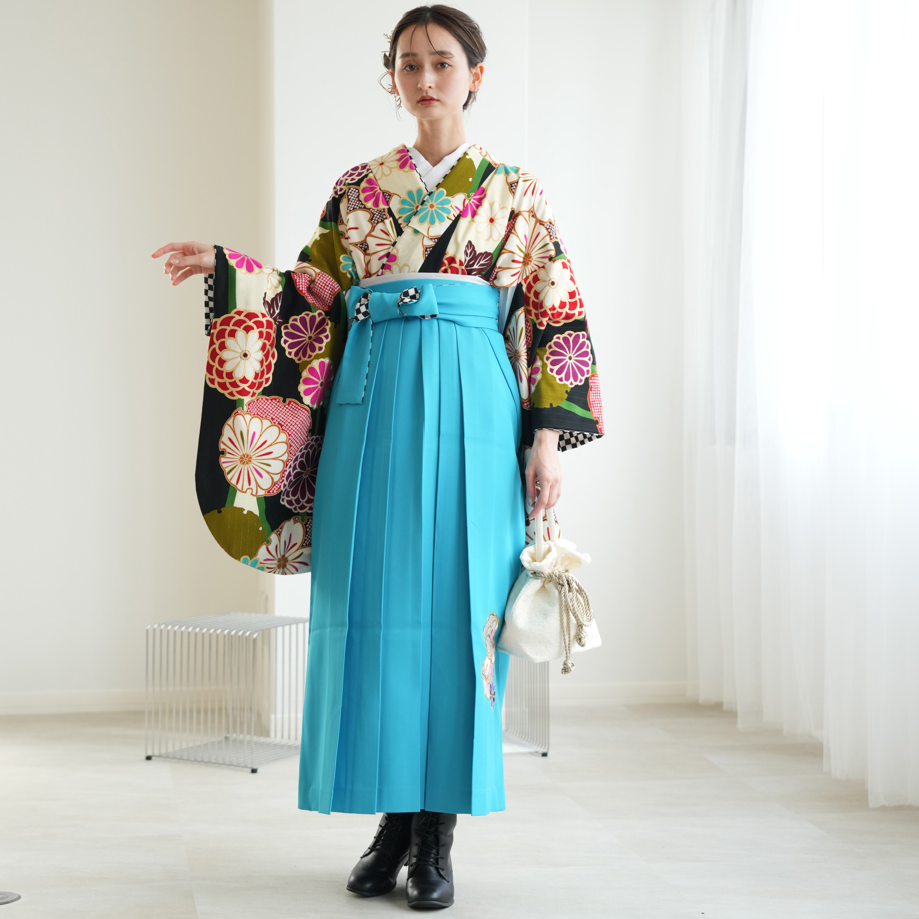 袴 レンタル 卒業式 2尺袖着物 17点セット JAPAN STYLE 古典 レトロ