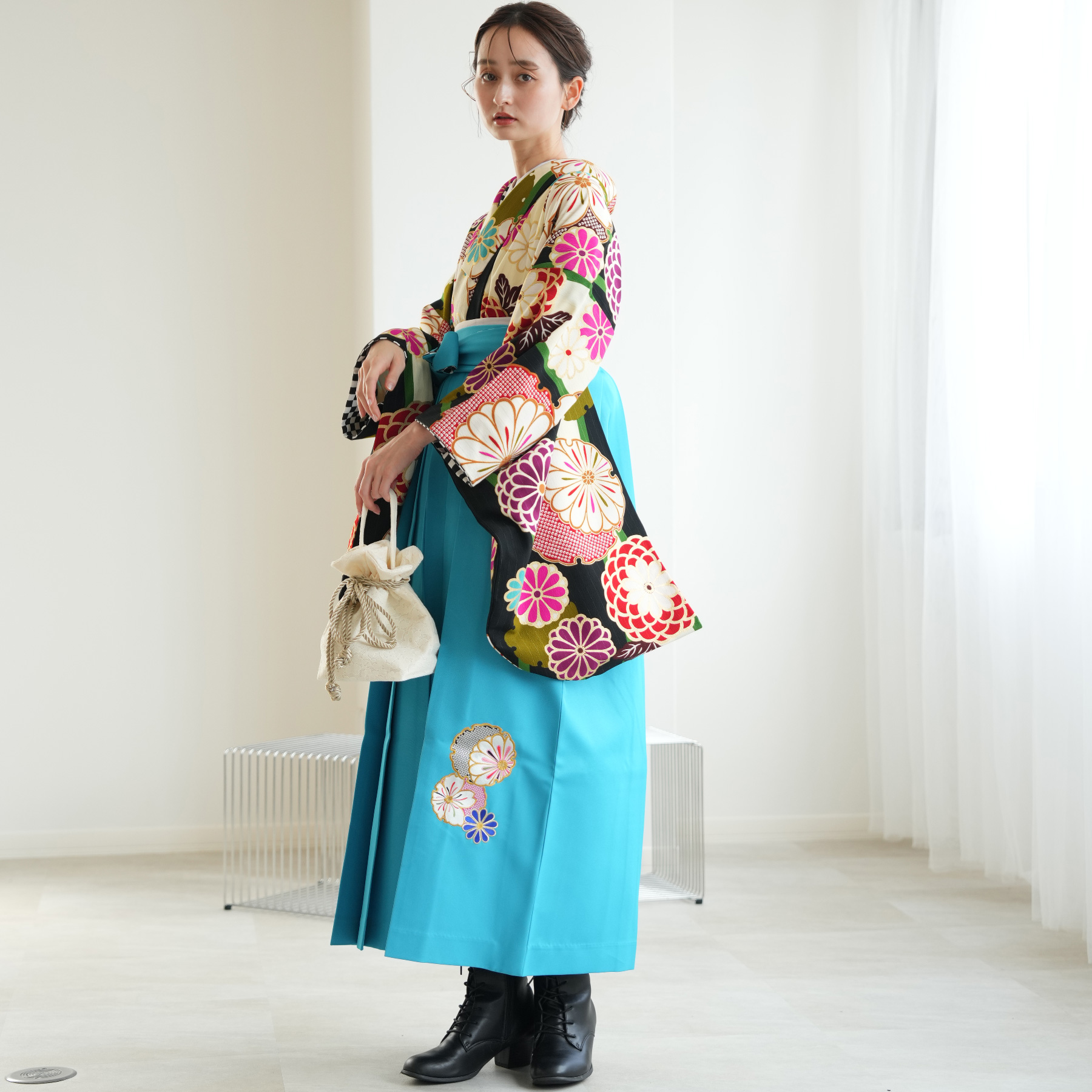 袴 レンタル 卒業式 2尺袖着物 17点セット JAPAN STYLE 古典 レトロ 