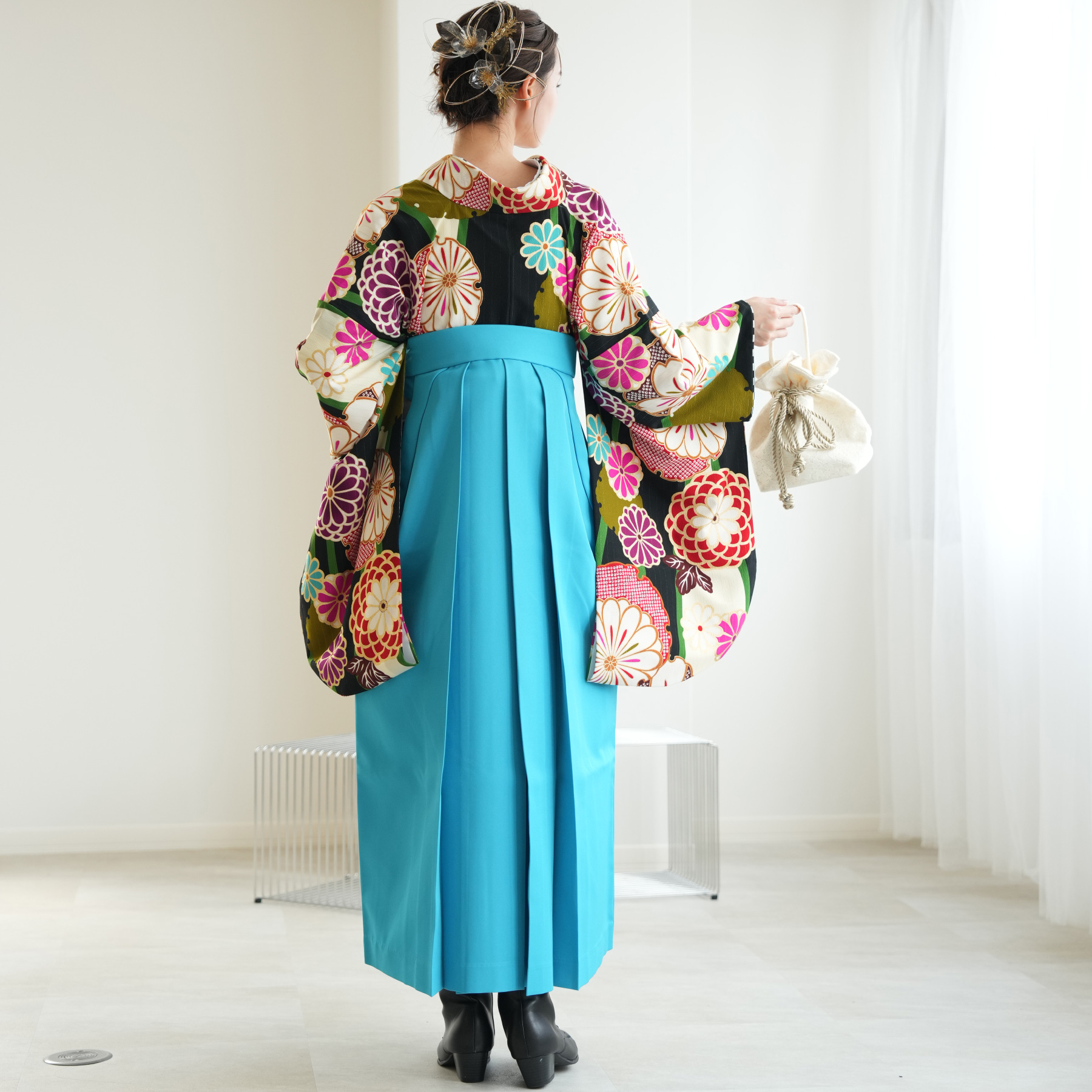 袴 レンタル 卒業式 2尺袖着物 17点セット JAPAN STYLE 古典 レトロ 