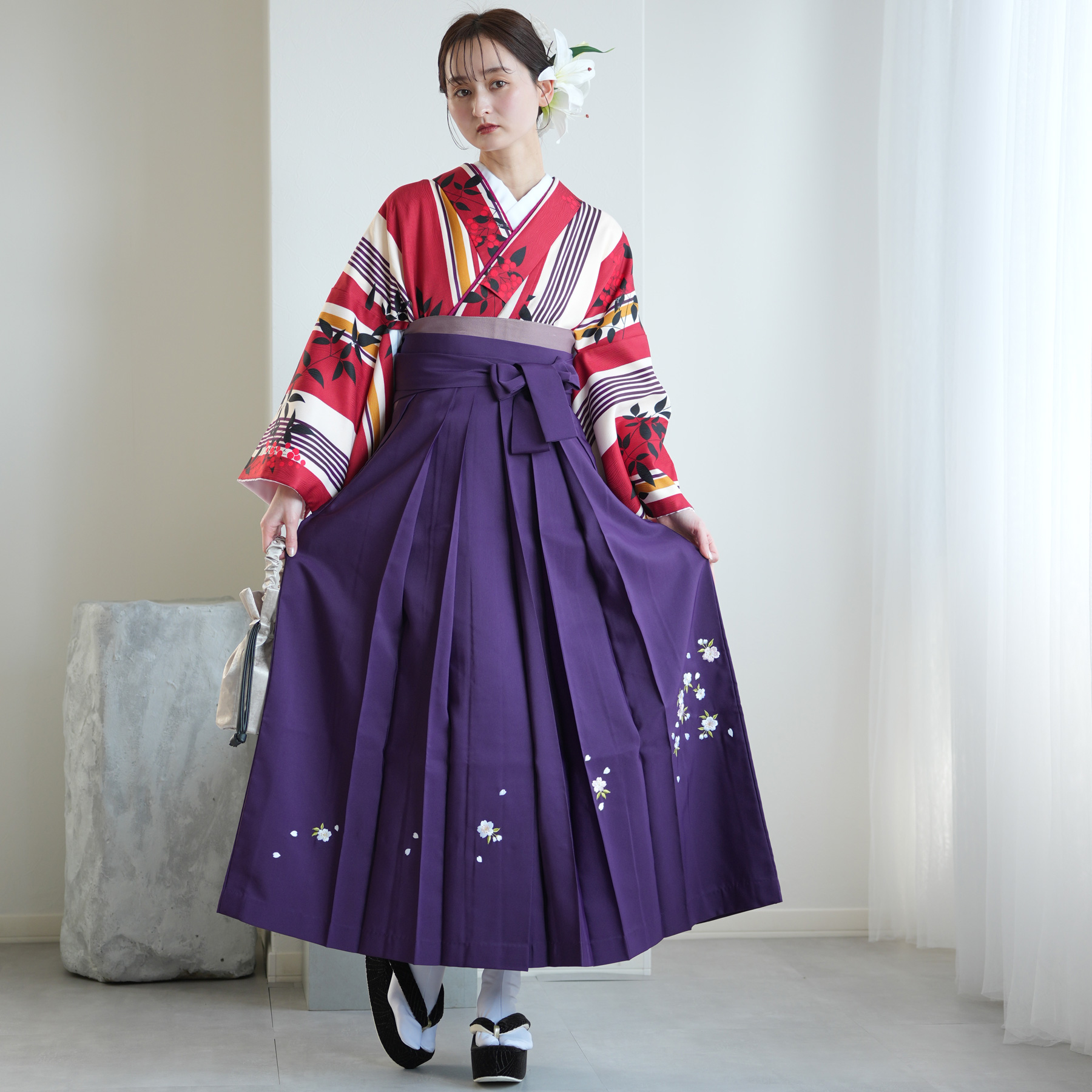 袴 レンタル 卒業式 2尺袖着物 二尺袖 17点セット 古典 レトロ モダン