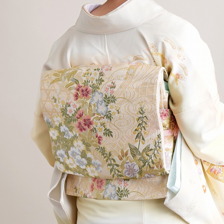 訪問着　フルセット　着物　正絹　花　鳥　結婚式七五三入学式　B1 訪問着 レンタル おしゃれ 20点 フルセット 正絹 着物 花柄 黄系