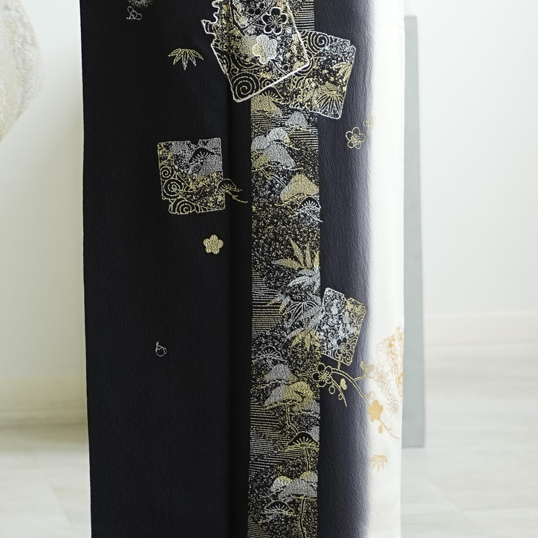 訪問着 レンタル おしゃれ 20点 フルセット 正絹 着物 花柄 黒系