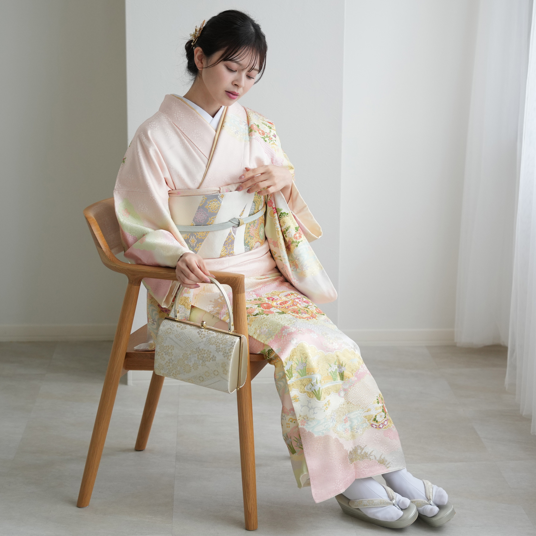 レンタル 訪問着 おしゃれ フルセット 正絹 着物 花柄 ピンク系 七五三